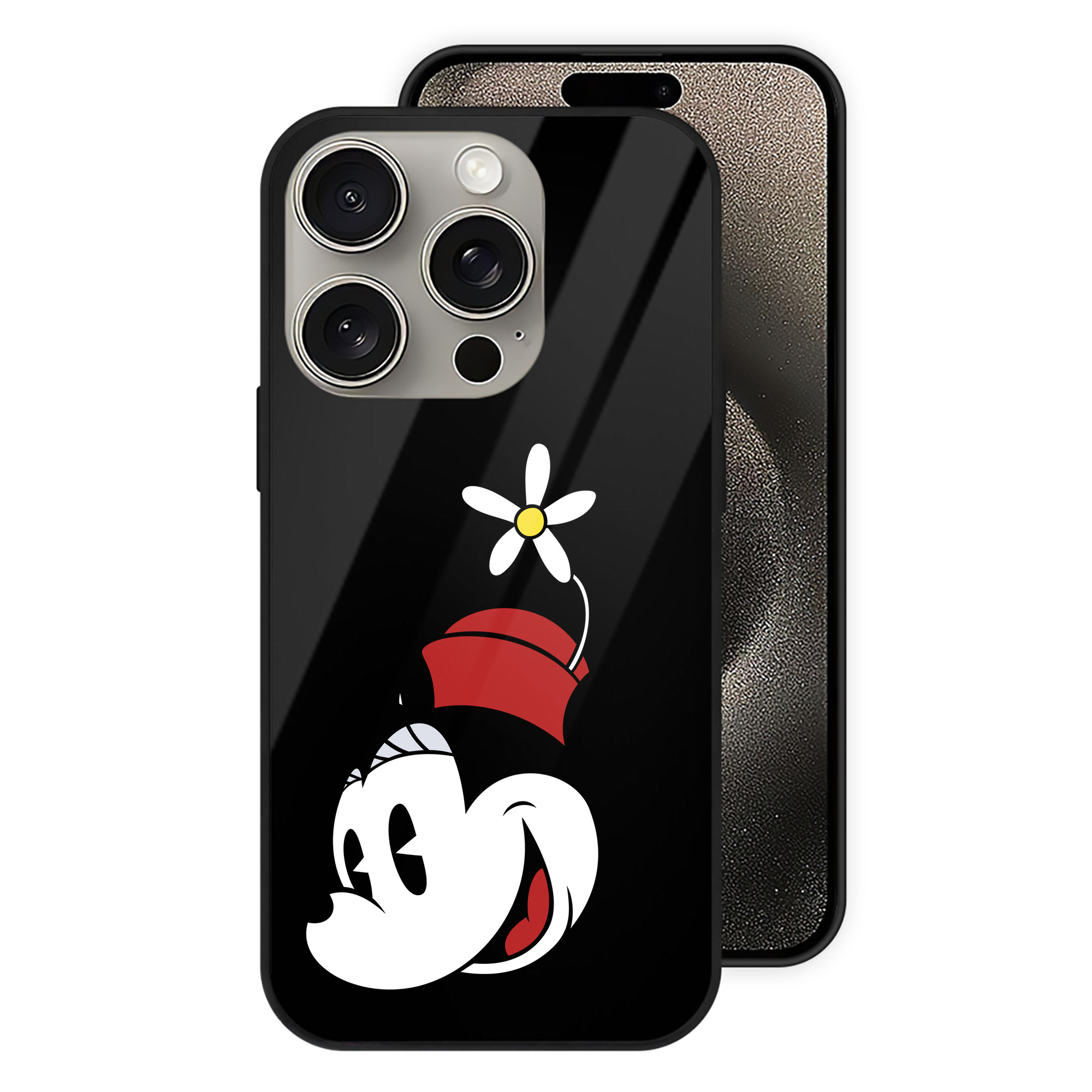 （画像用） ミッキーマウス Mickey Mouse 【iPhone15Pro対応】スマホケース 耐衝撃＆黄変防止 背面ガラス