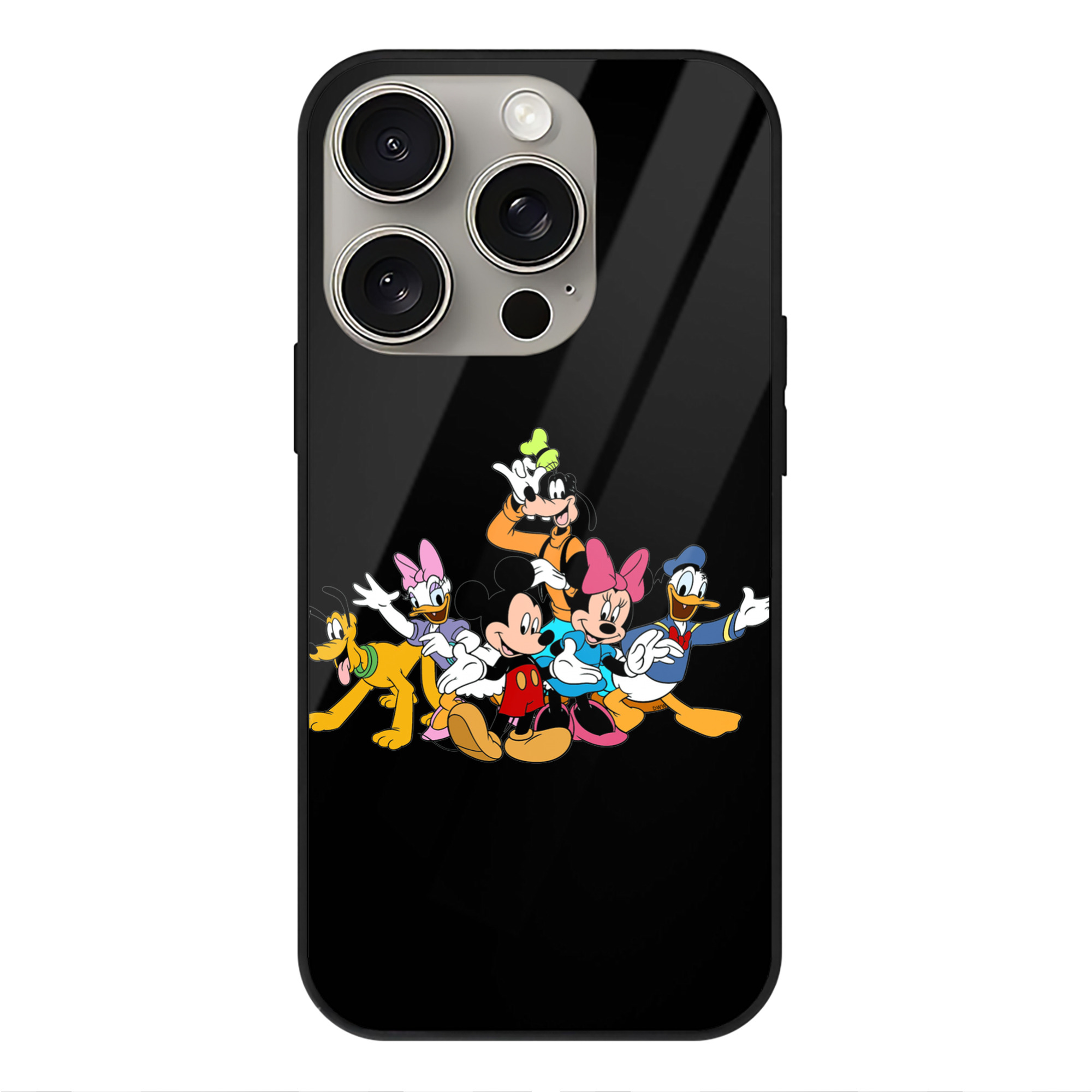 （画像用） ミッキーマウス Mickey Mouse 【iPhone15Pro対応】スマホケース 耐衝撃＆黄変防止 背面ガラス