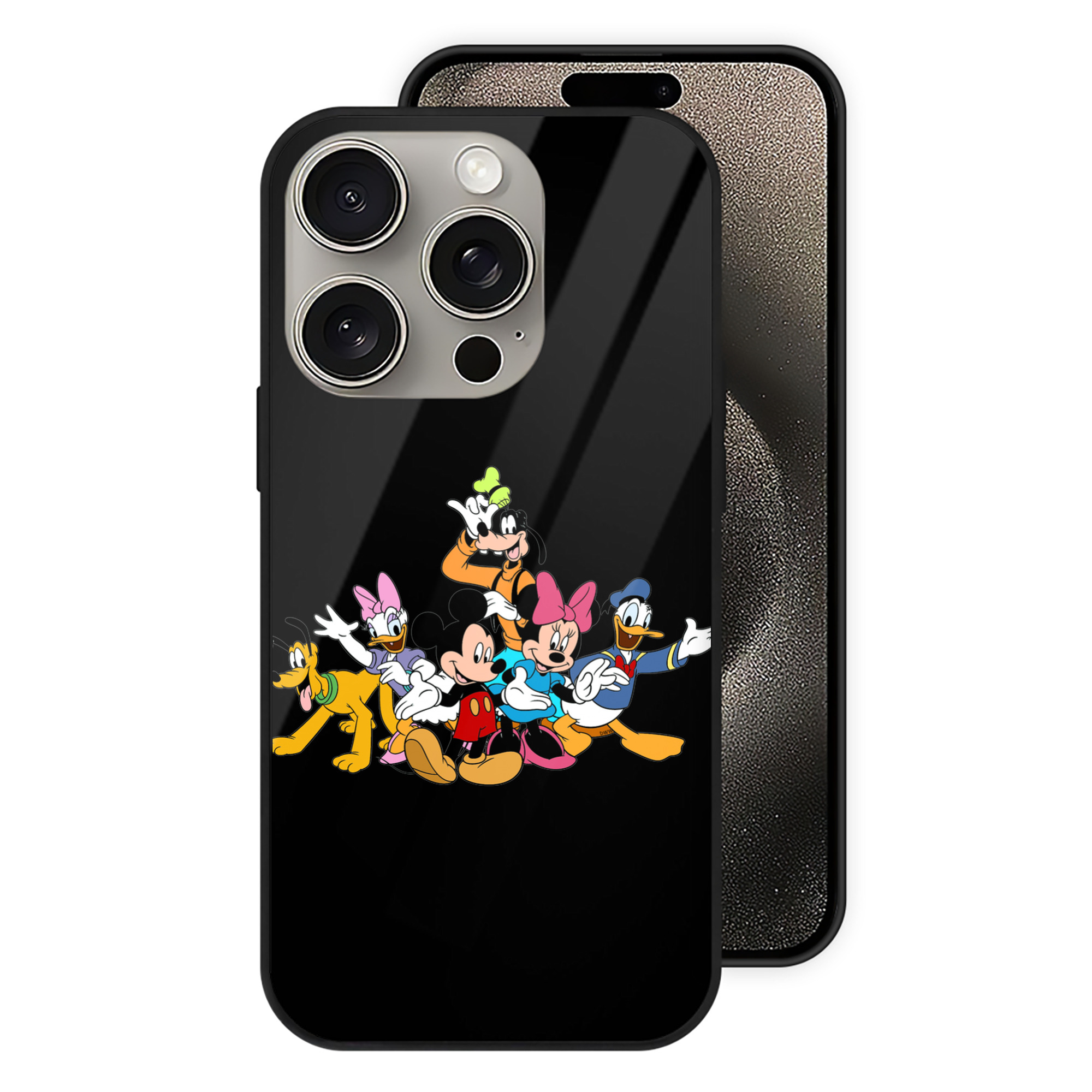 （画像用） ミッキーマウス Mickey Mouse 【iPhone15Pro対応】スマホケース 耐衝撃＆黄変防止 背面ガラス
