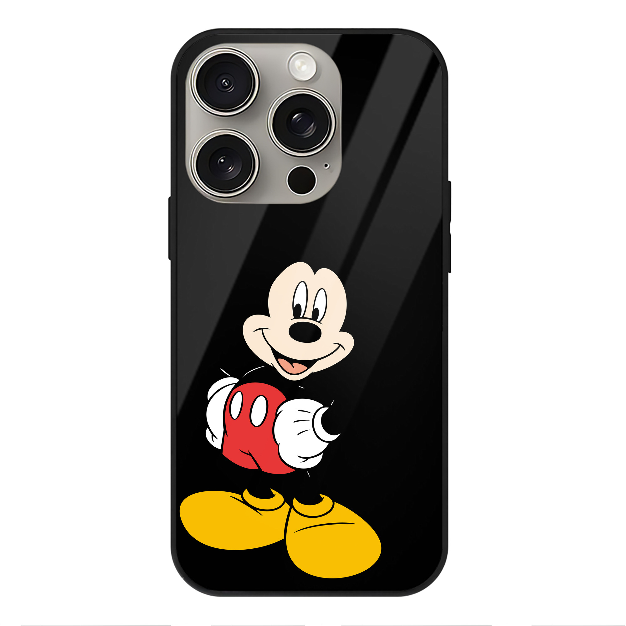 （画像用） ミッキーマウス Mickey Mouse 【iPhone15Pro対応】スマホケース 耐衝撃＆黄変防止 背面ガラス
