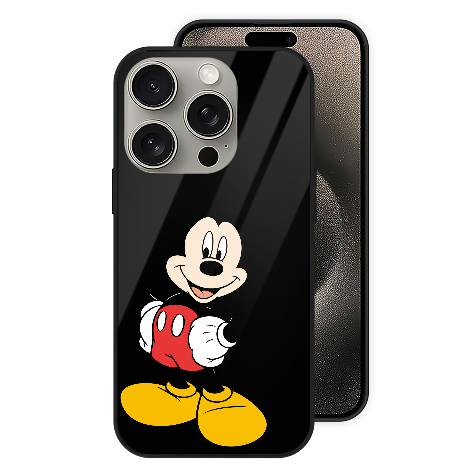 （画像用） ミッキーマウス Mickey Mouse 【iPhone15Pro対応】スマホケース 耐衝撃＆黄変防止 背面ガラス