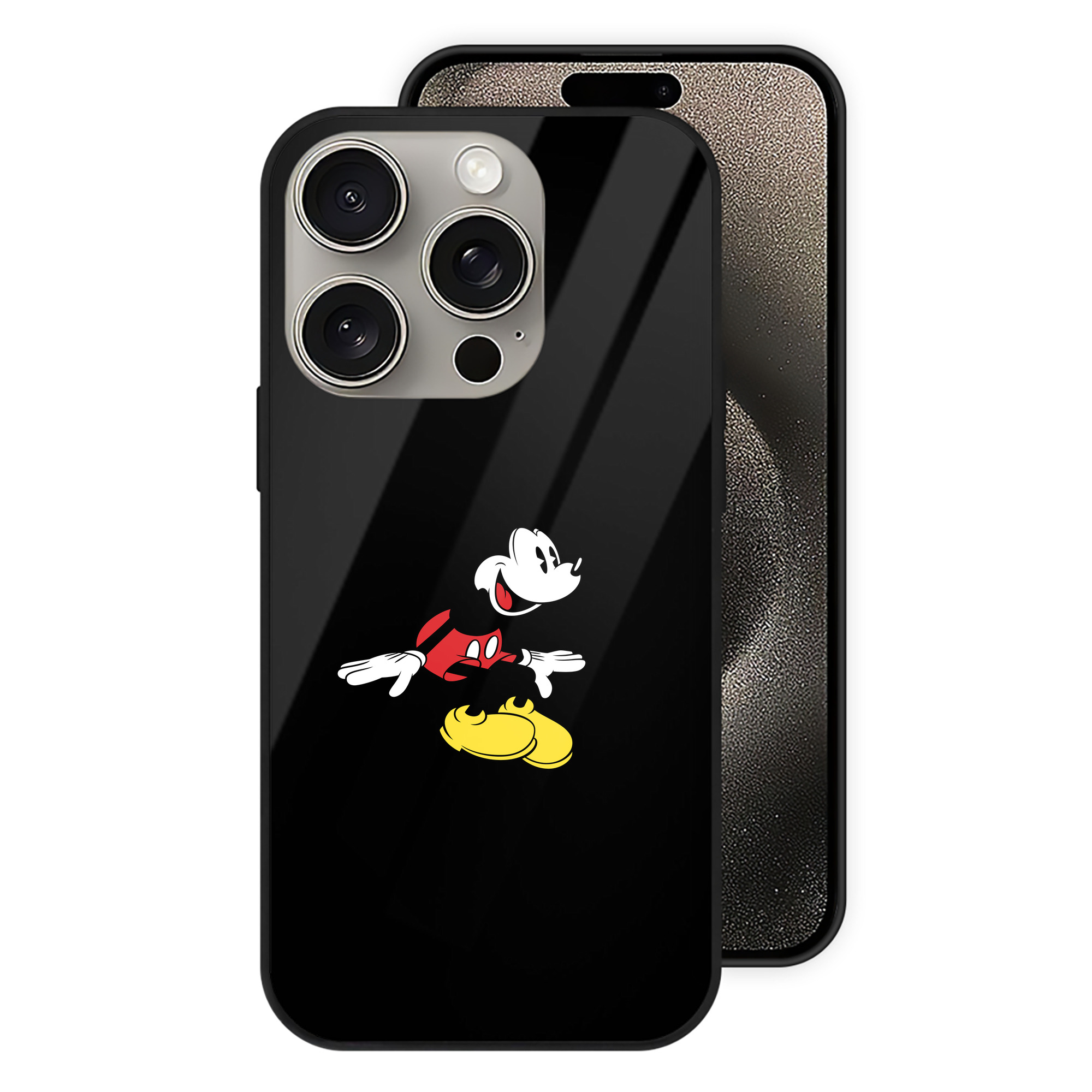 （画像用） ミッキーマウス Mickey Mouse 【iPhone15Pro対応】スマホケース 耐衝撃＆黄変防止 背面ガラス