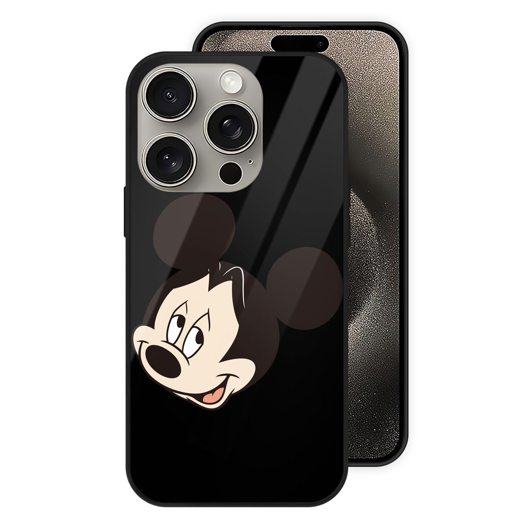 （画像用） ミッキーマウス Mickey Mouse 【iPhone15Pro対応】スマホケース 耐衝撃＆黄変防止 背面ガラス