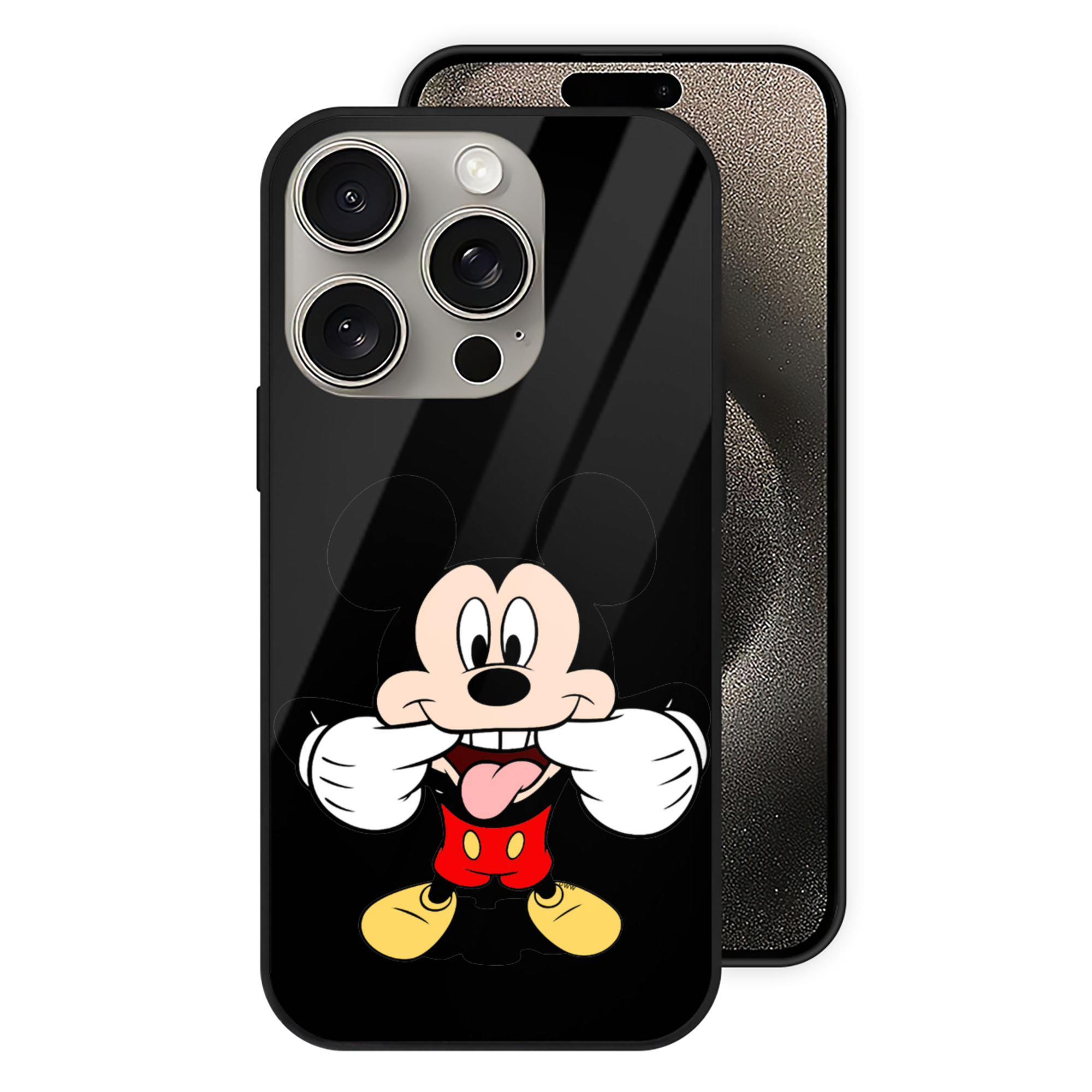 （画像用） ミッキーマウス Mickey Mouse 【iPhone15Pro対応】スマホケース 耐衝撃＆黄変防止 背面ガラス