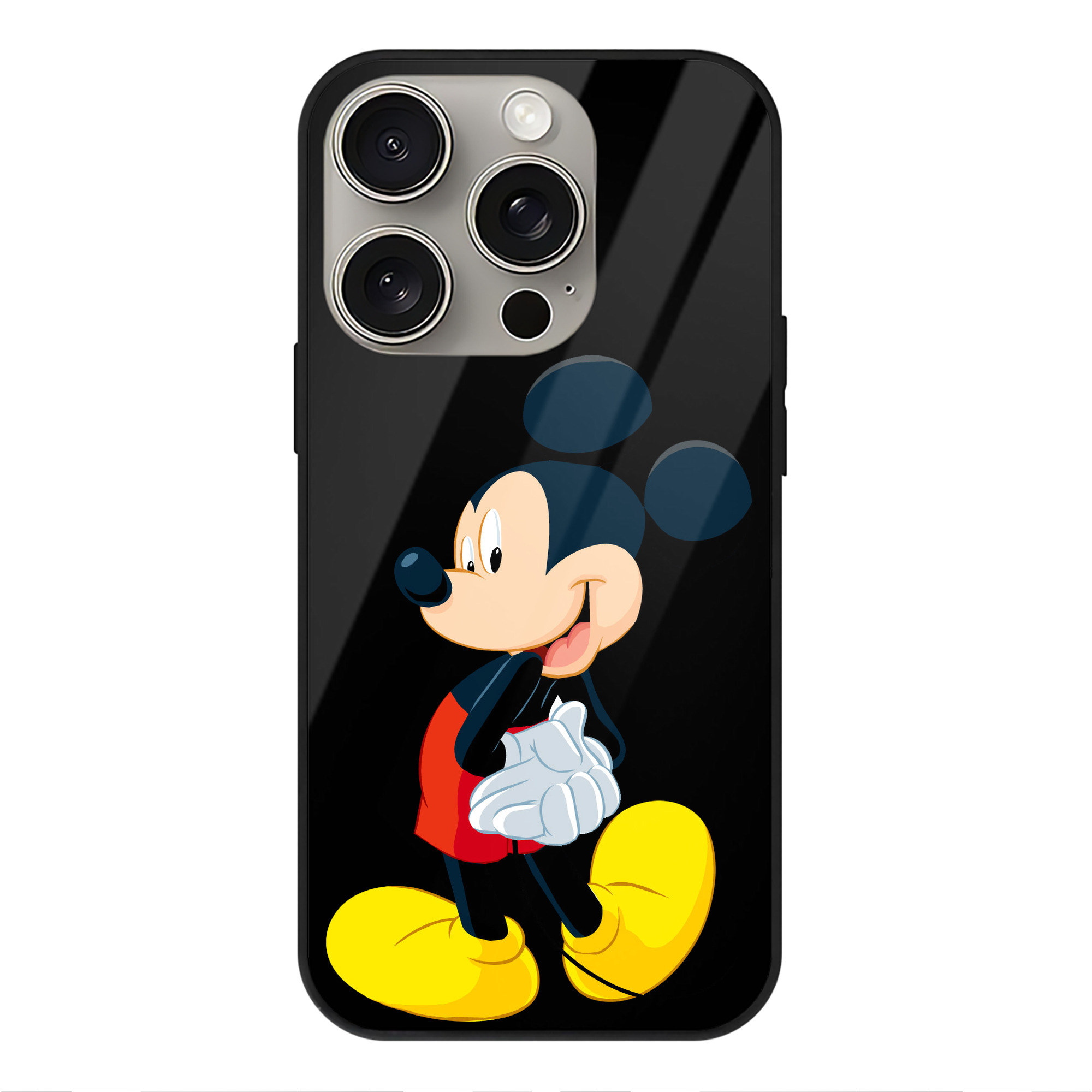 （画像用） ミッキーマウス Mickey Mouse 【iPhone15Pro対応】スマホケース 耐衝撃＆黄変防止 背面ガラス