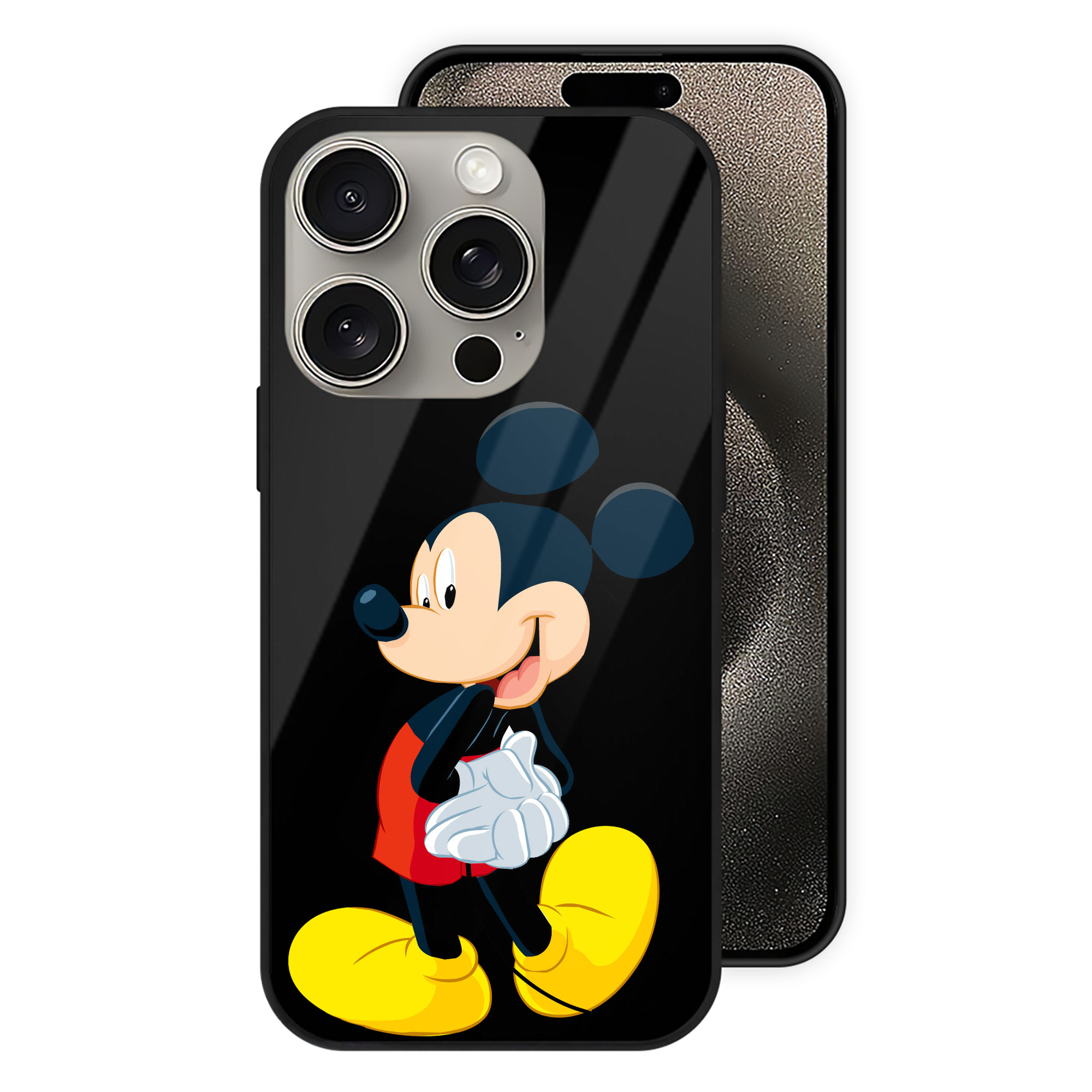 （画像用） ミッキーマウス Mickey Mouse 【iPhone15Pro対応】スマホケース 耐衝撃＆黄変防止 背面ガラス