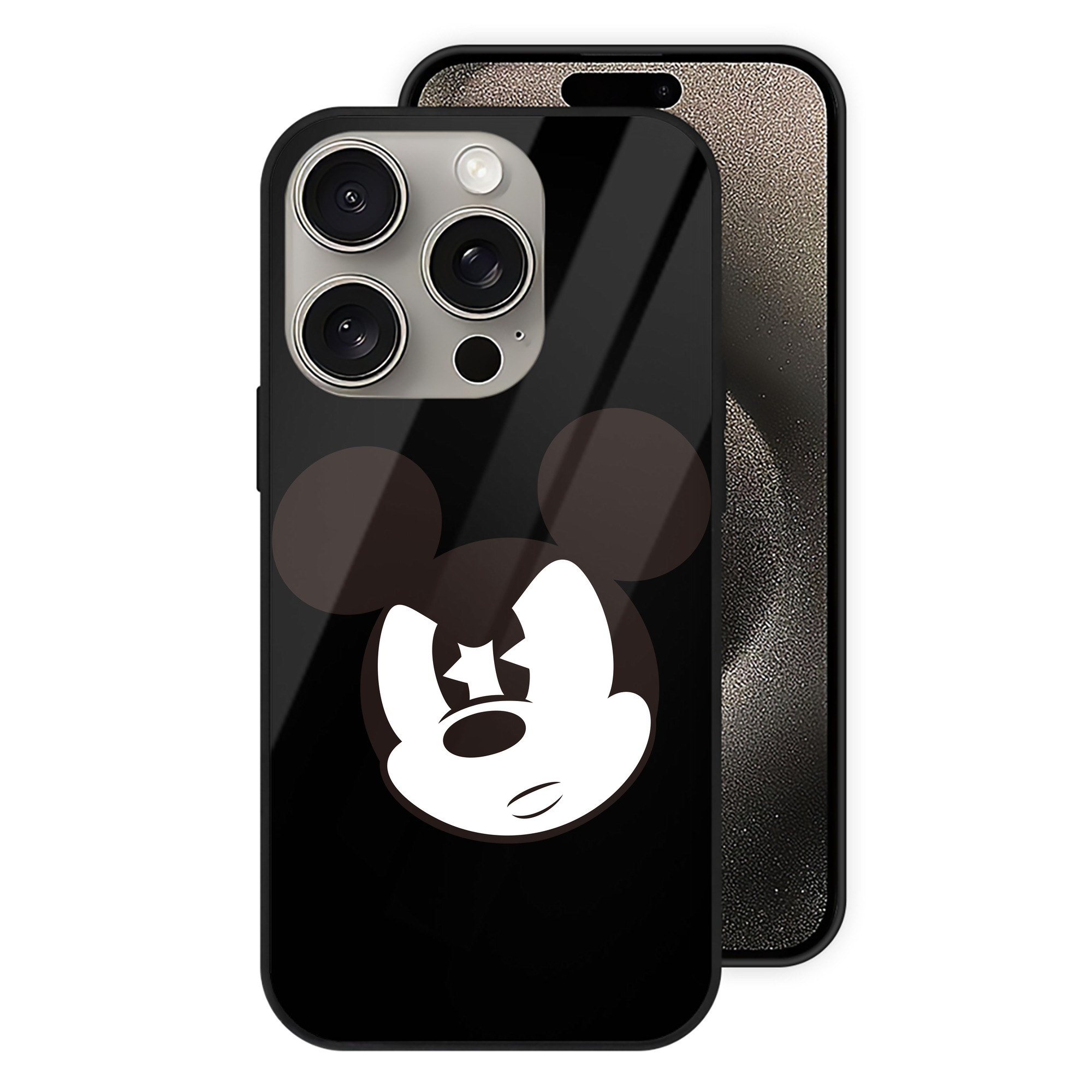 （画像用） ミッキーマウス Mickey Mouse 【iPhone15Pro対応】スマホケース 耐衝撃＆黄変防止 背面ガラス