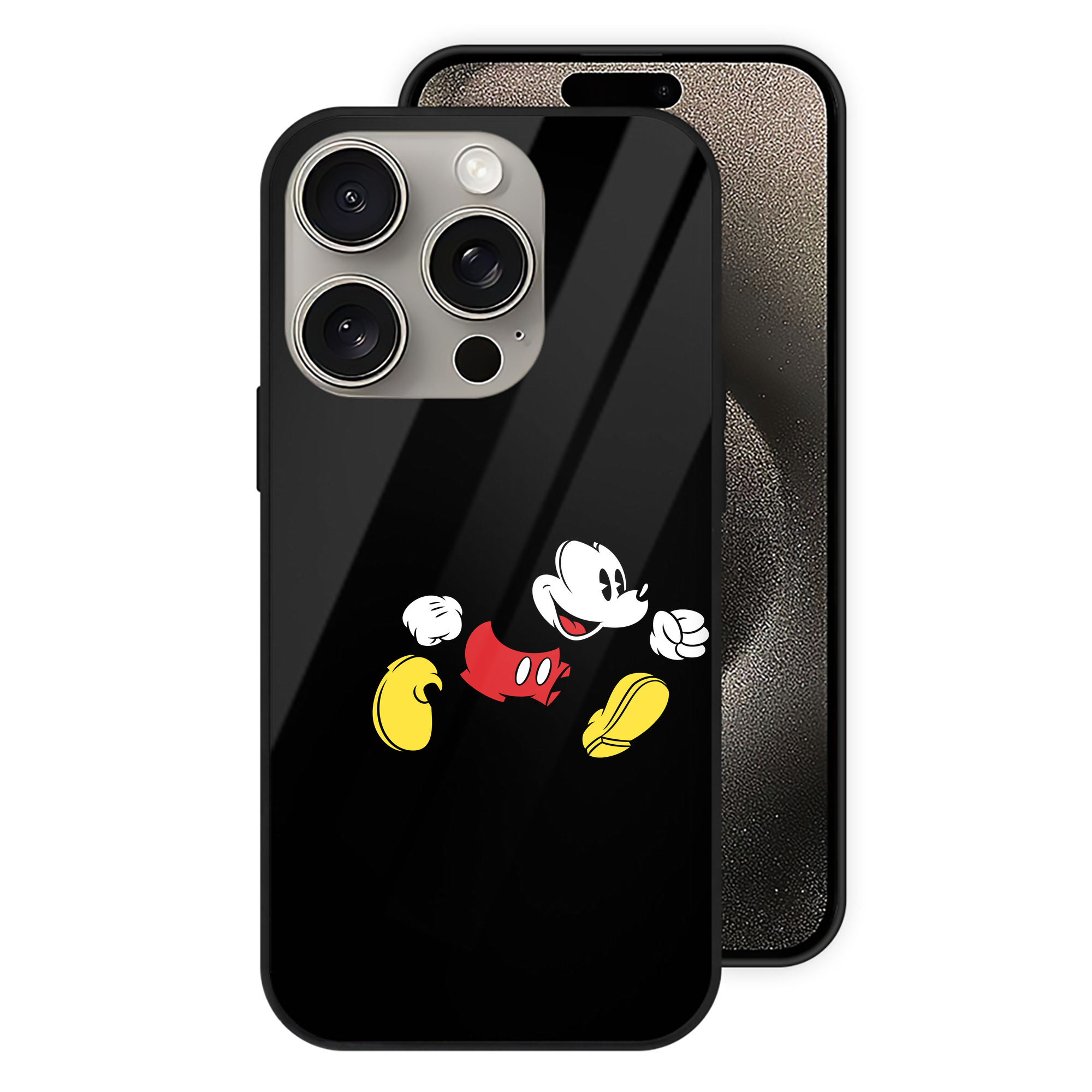 （画像用） ミッキーマウス Mickey Mouse 【iPhone15Pro対応】スマホケース 耐衝撃＆黄変防止 背面ガラス