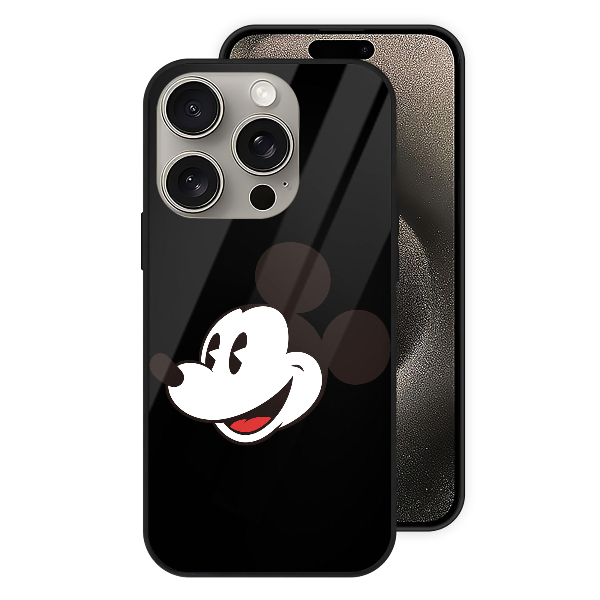 （画像用） ミッキーマウス Mickey Mouse 【iPhone15Pro対応】スマホケース 耐衝撃＆黄変防止 背面ガラス