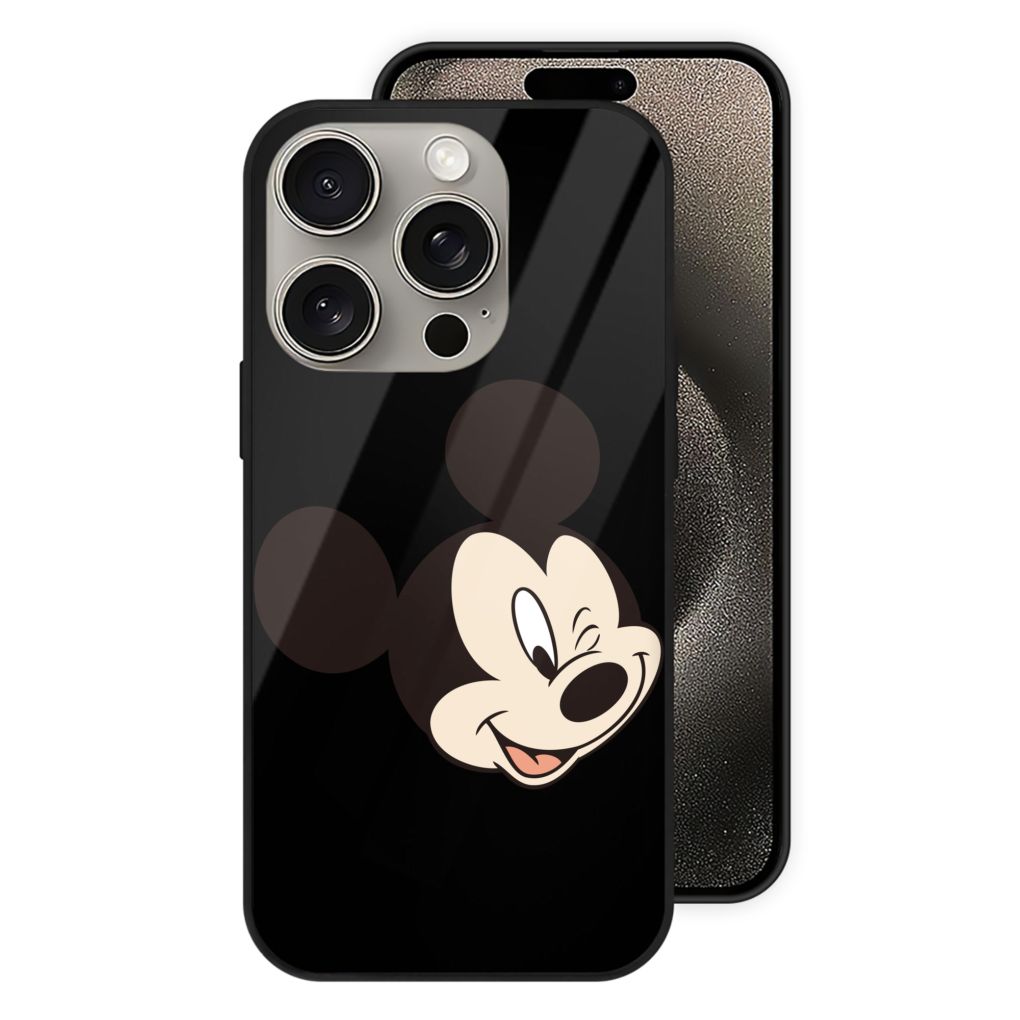 （画像用） ミッキーマウス Mickey Mouse 【iPhone15Pro対応】スマホケース 耐衝撃＆黄変防止 背面ガラス