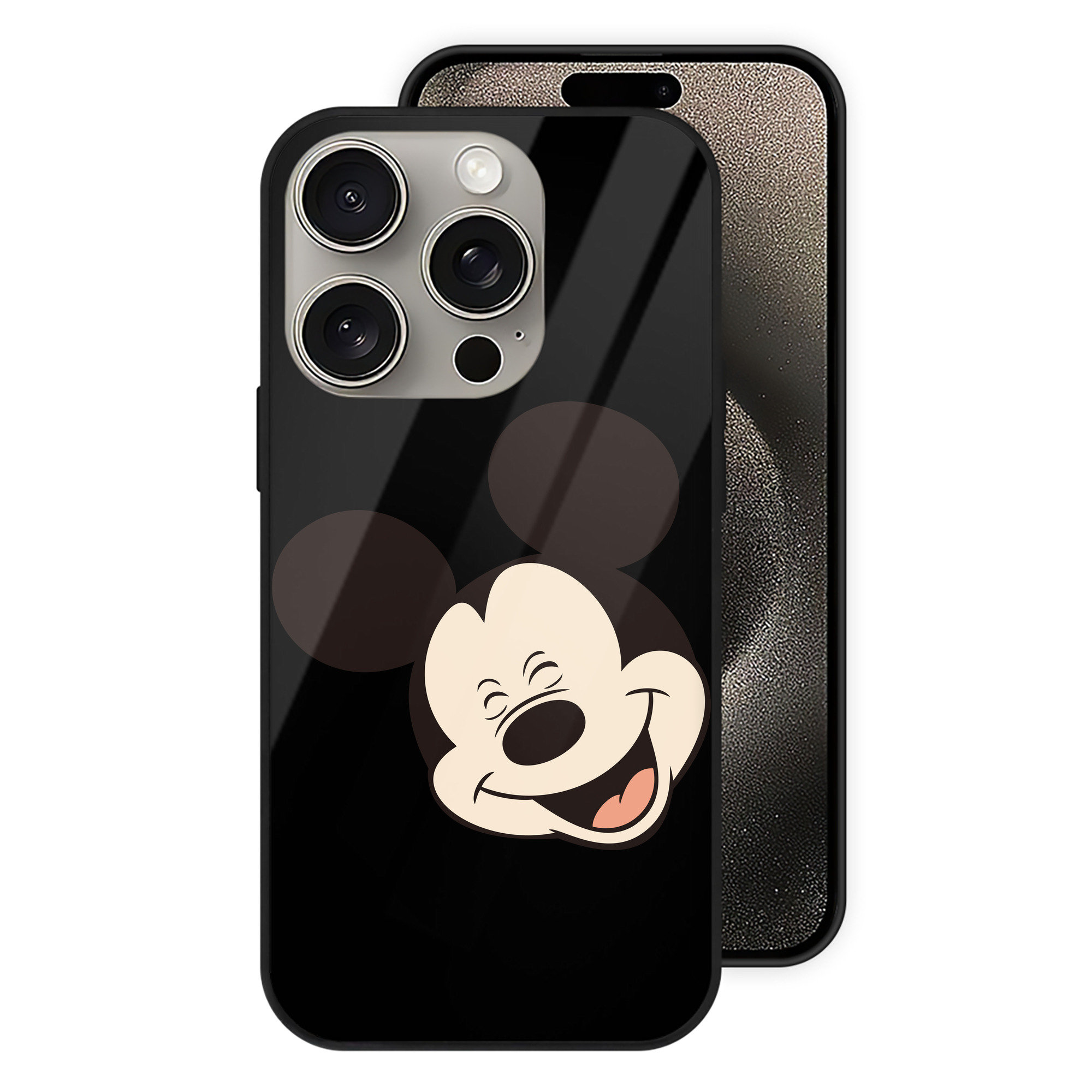 （画像用） ミッキーマウス Mickey Mouse 【iPhone15Pro対応】スマホケース 耐衝撃＆黄変防止 背面ガラス