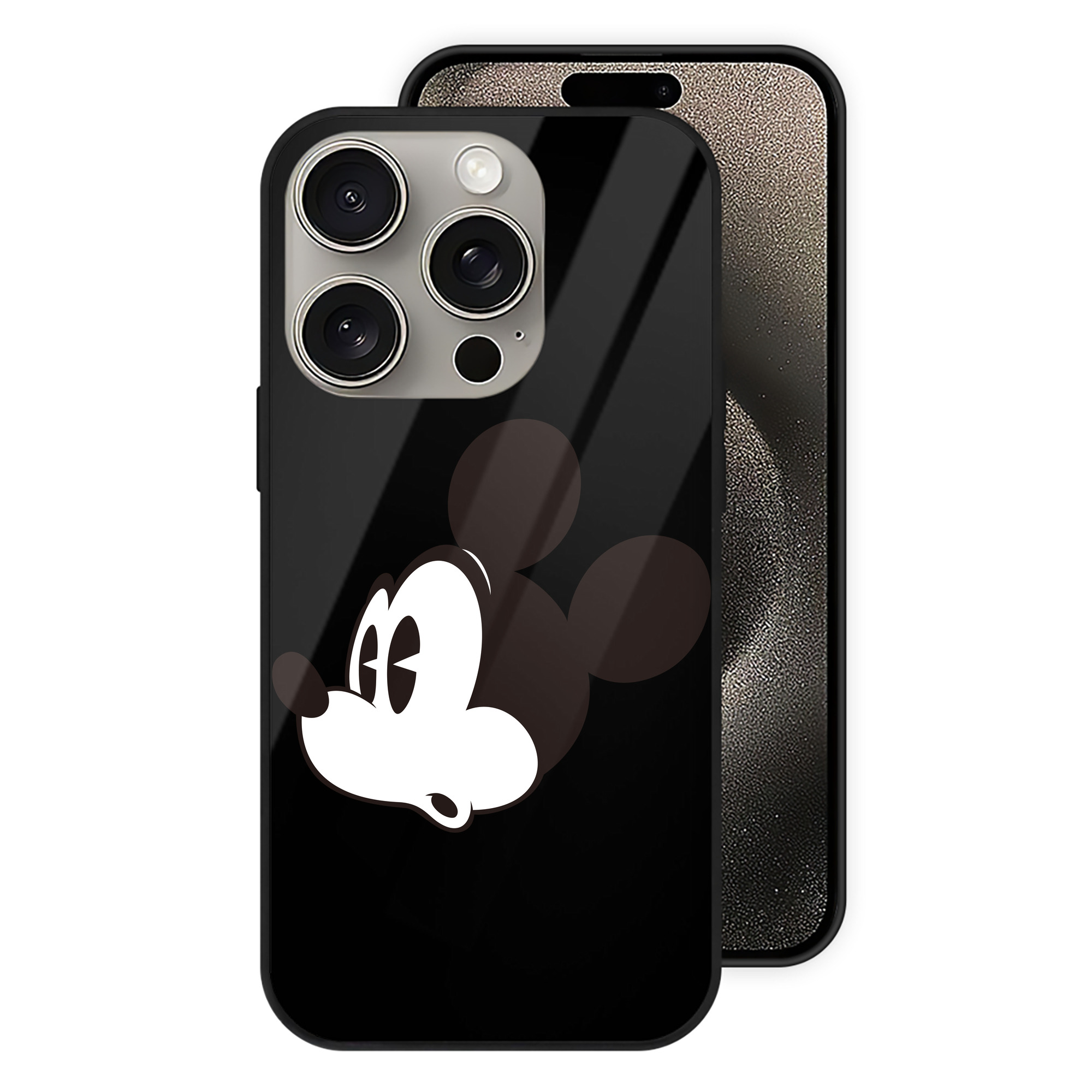 （画像用） ミッキーマウス Mickey Mouse 【iPhone15Pro対応】スマホケース 耐衝撃＆黄変防止 背面ガラス