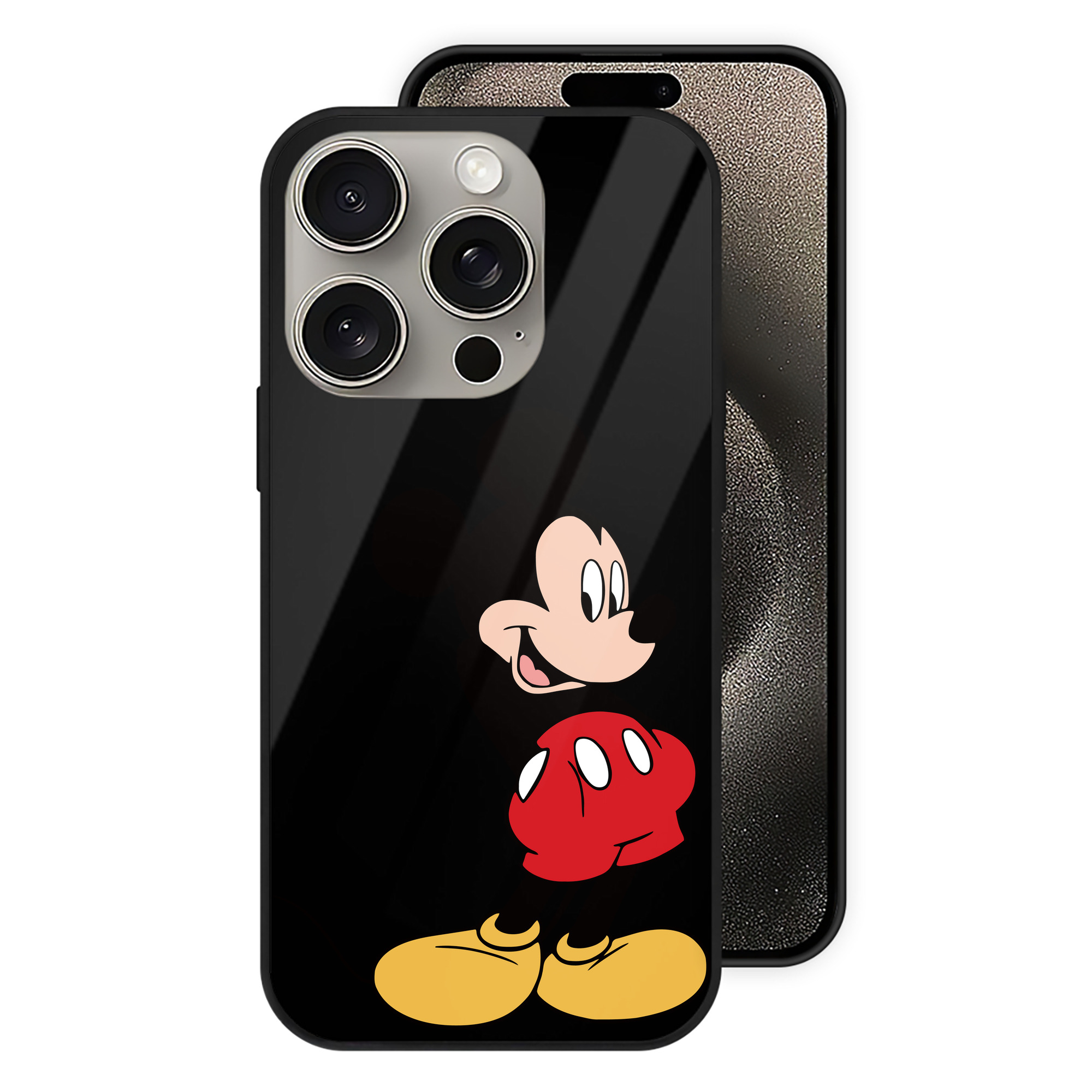 （画像用） ミッキーマウス Mickey Mouse 【iPhone15Pro対応】スマホケース 耐衝撃＆黄変防止 背面ガラス