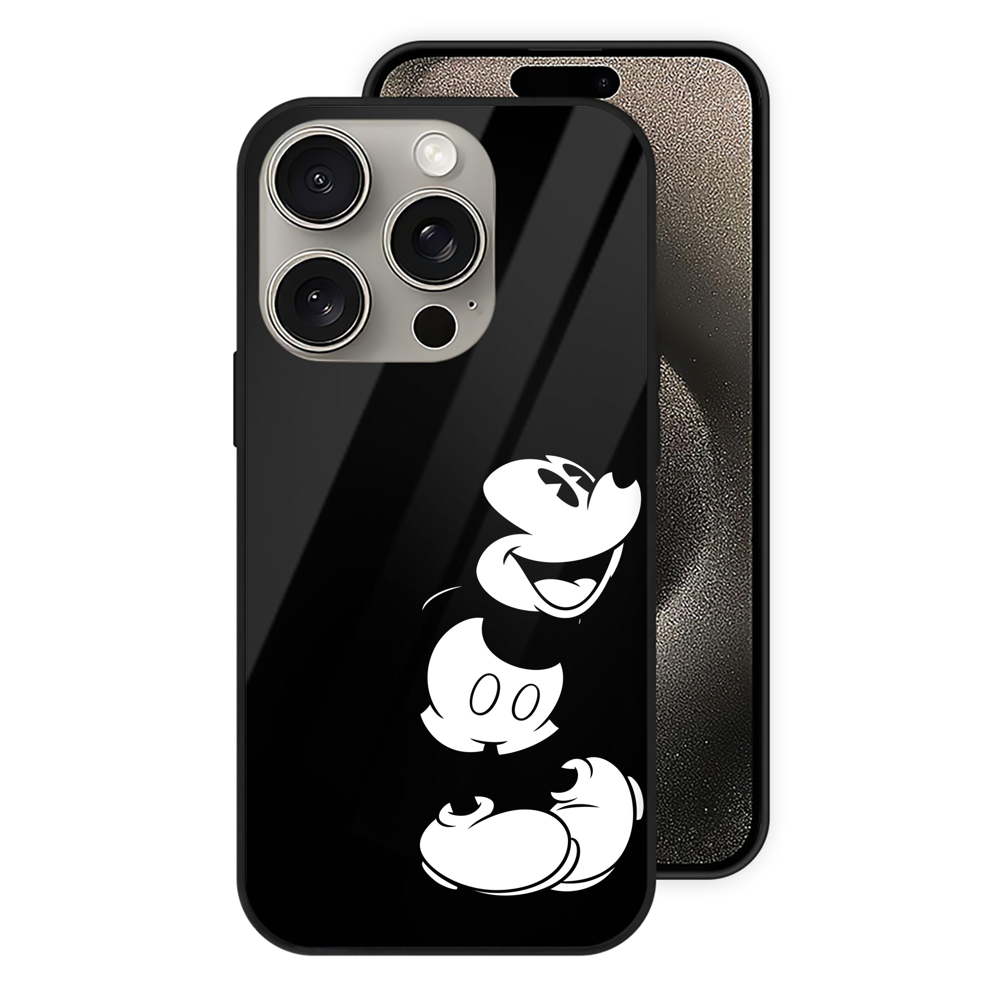 （画像用） ミッキーマウス Mickey Mouse 【iPhone15Pro対応】スマホケース 耐衝撃＆黄変防止 背面ガラス