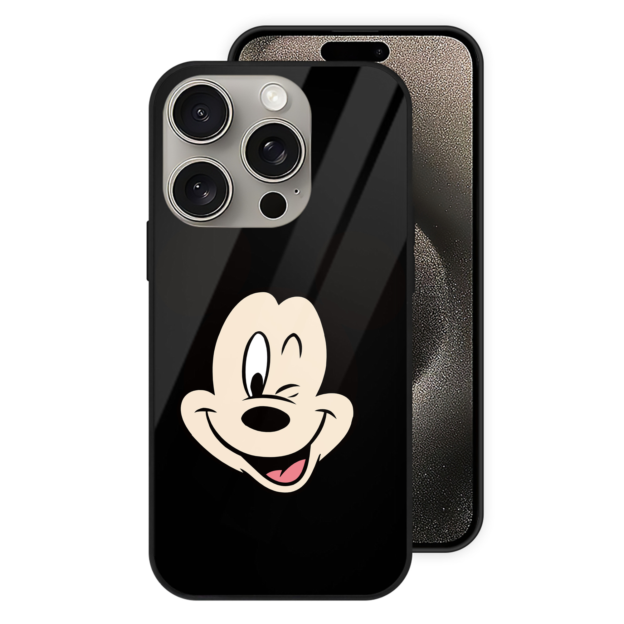 （画像用） ミッキーマウス Mickey Mouse 【iPhone15Pro対応】スマホケース 耐衝撃＆黄変防止 背面ガラス