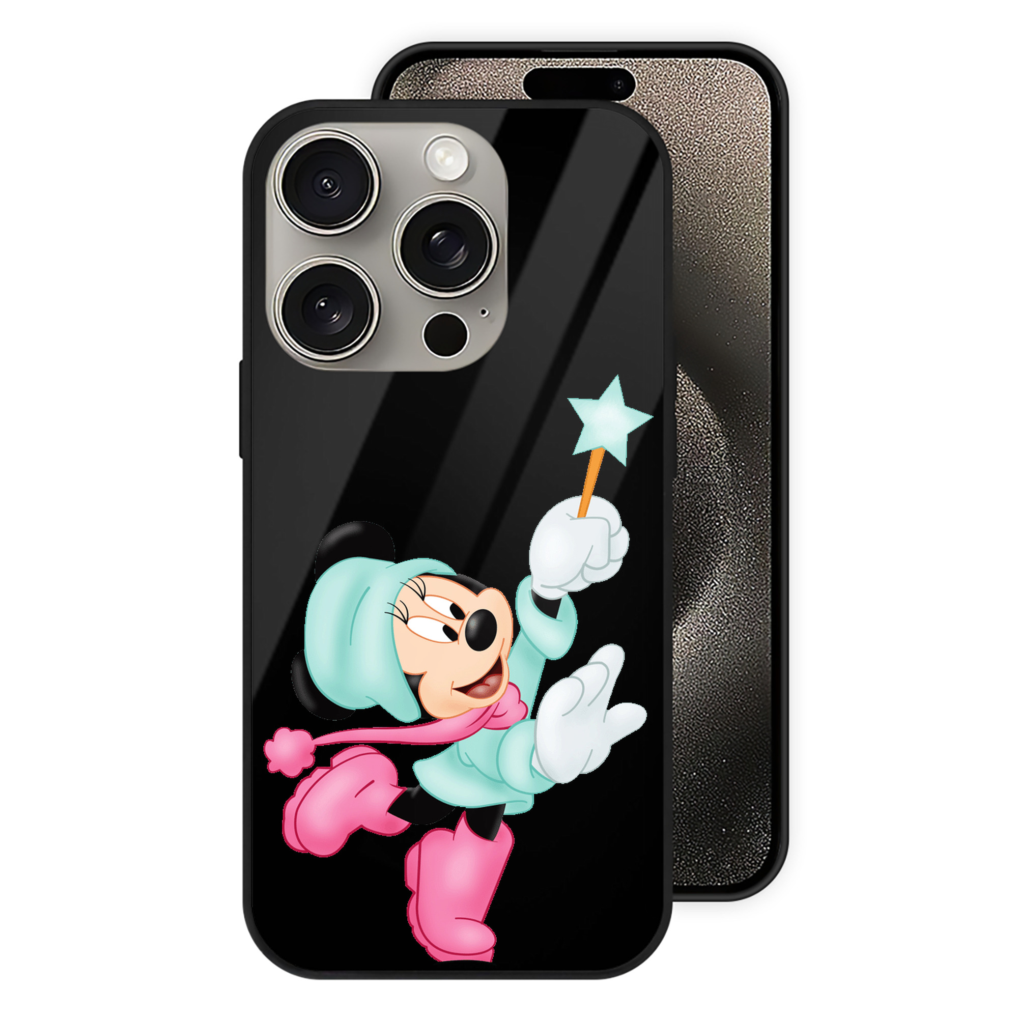 （画像用） ミッキーマウス Mickey Mouse 【iPhone15Pro対応】スマホケース 耐衝撃＆黄変防止 背面ガラス