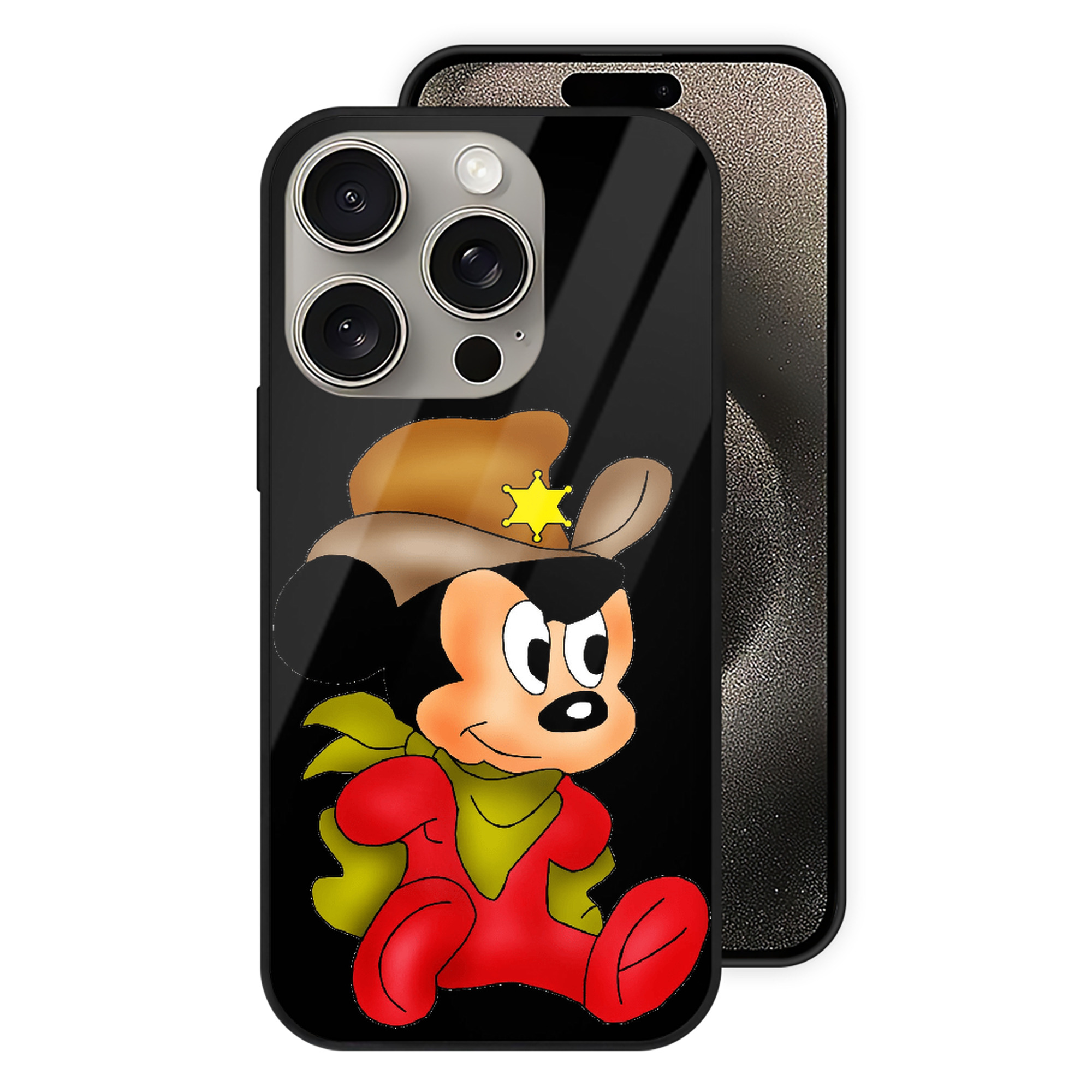 （画像用） ミッキーマウス Mickey Mouse 【iPhone15Pro対応】スマホケース 耐衝撃＆黄変防止 背面ガラス
