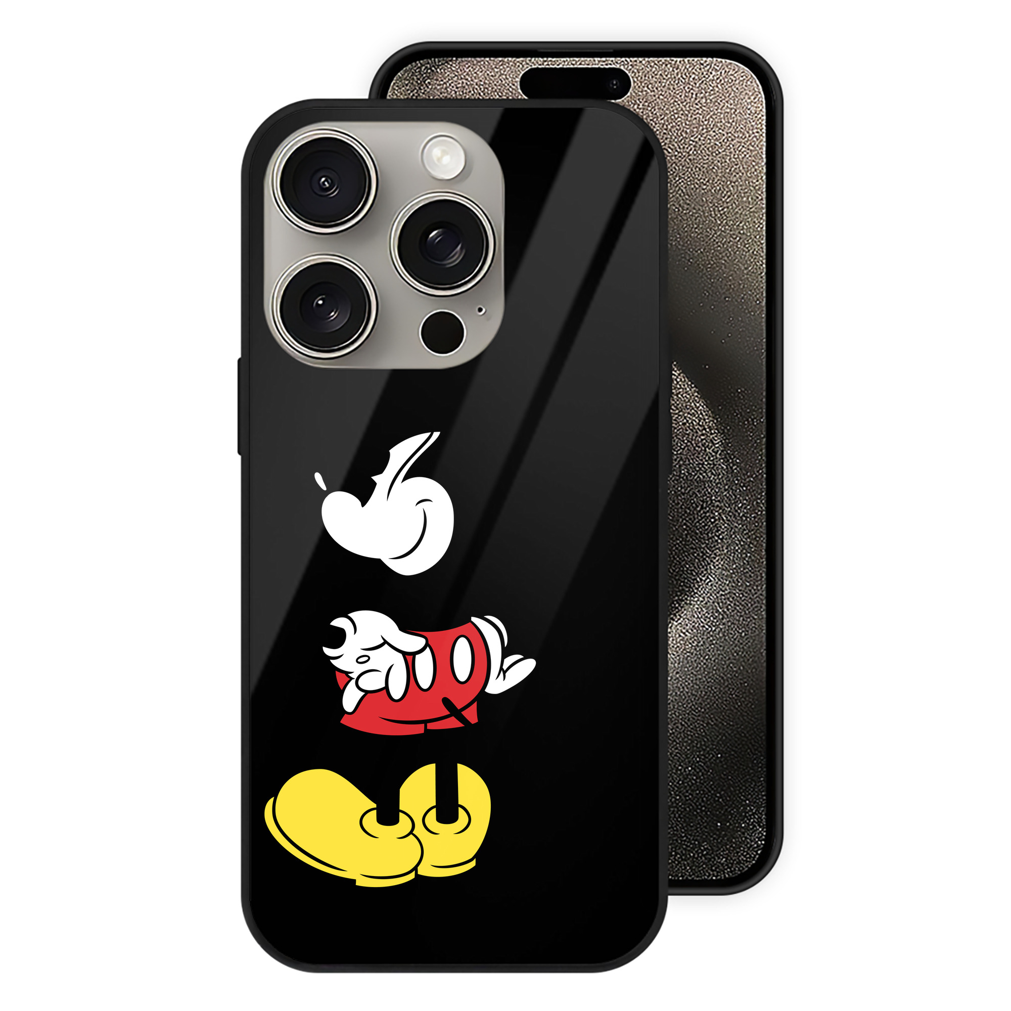 （画像用） ミッキーマウス Mickey Mouse 【iPhone15Pro対応】スマホケース 耐衝撃＆黄変防止 背面ガラス