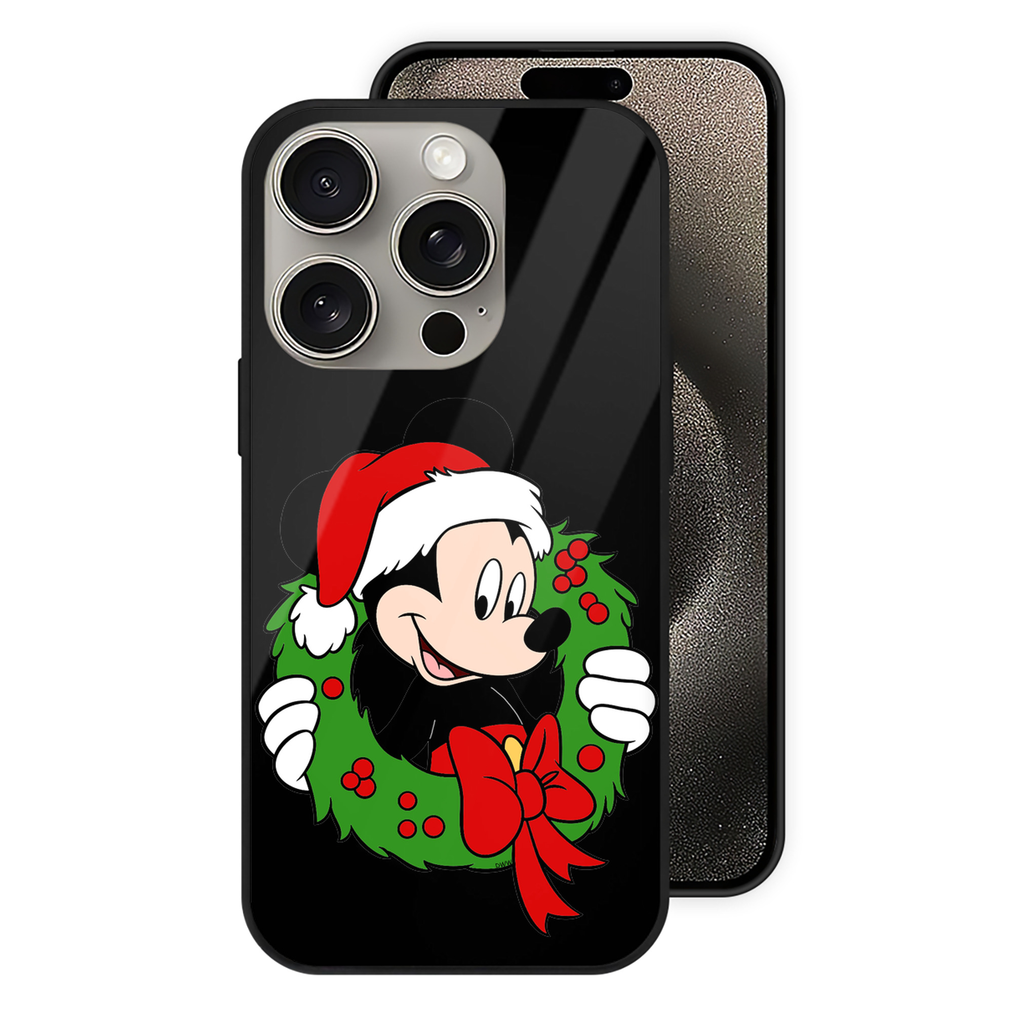 （画像用） ミッキーマウス Mickey Mouse 【iPhone15Pro対応】スマホケース 耐衝撃＆黄変防止 背面ガラス