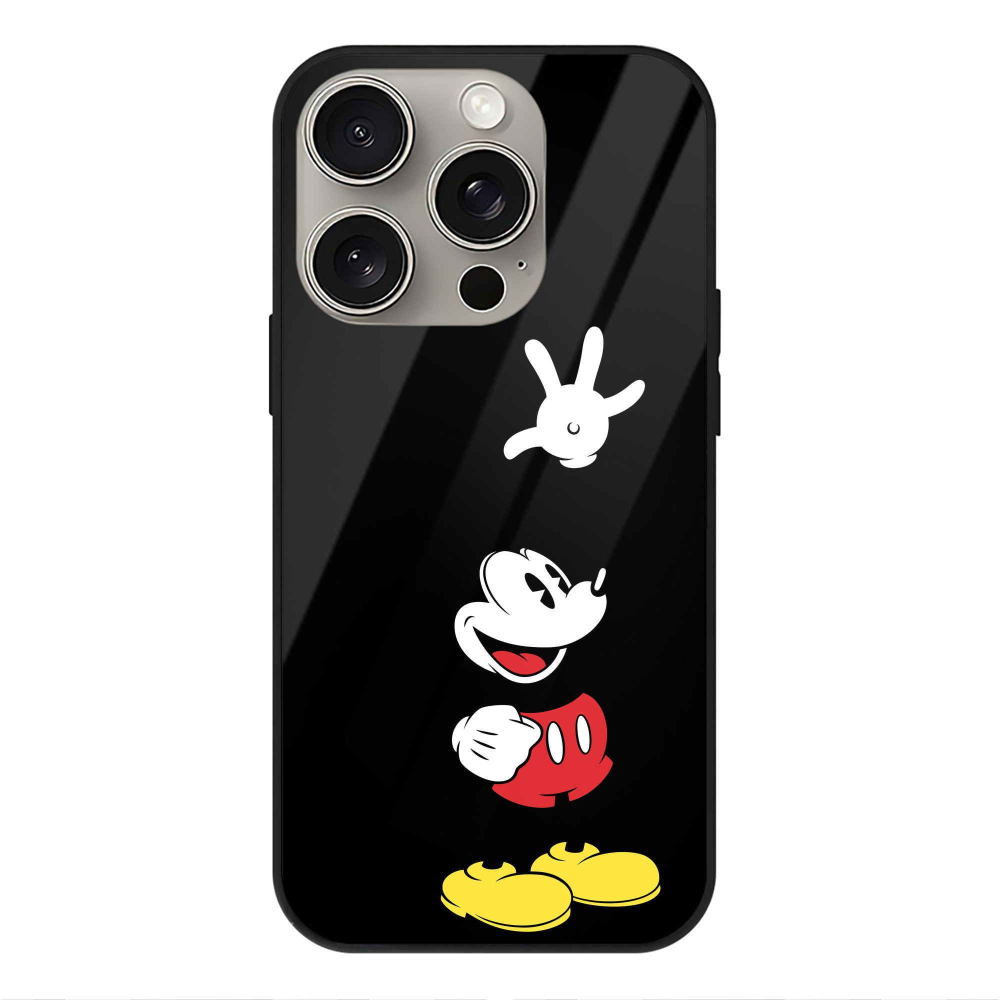 （画像用） ミッキーマウス Mickey Mouse 【iPhone15Pro対応】スマホケース 耐衝撃＆黄変防止 背面ガラス