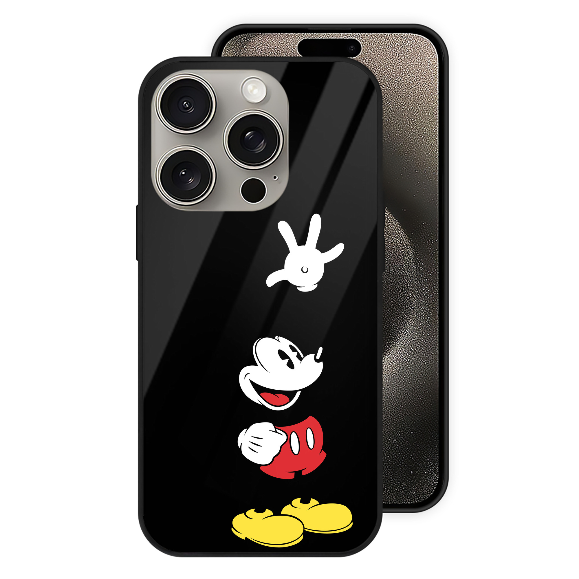 （画像用） ミッキーマウス Mickey Mouse 【iPhone15Pro対応】スマホケース 耐衝撃＆黄変防止 背面ガラス