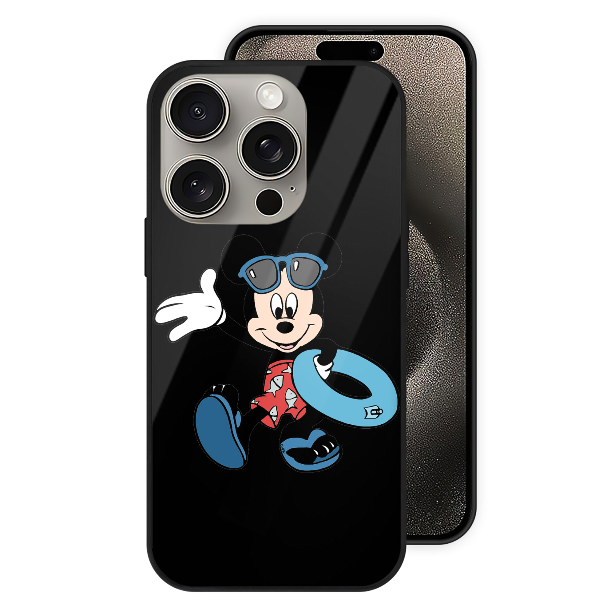（画像用） ミッキーマウス Mickey Mouse 【iPhone15Pro対応】スマホケース 耐衝撃＆黄変防止 背面ガラス