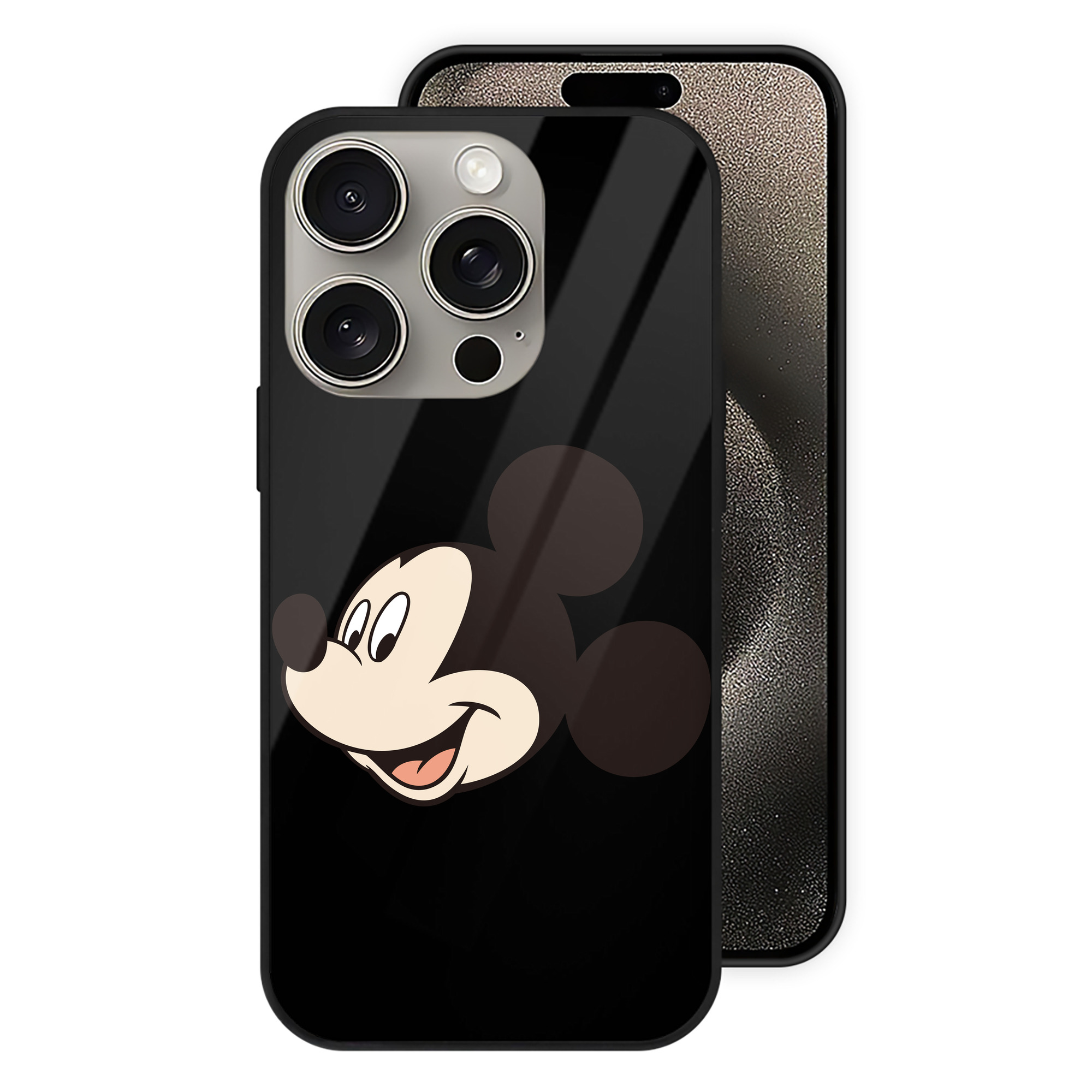 （画像用） ミッキーマウス Mickey Mouse 【iPhone15Pro対応】スマホケース 耐衝撃＆黄変防止 背面ガラス