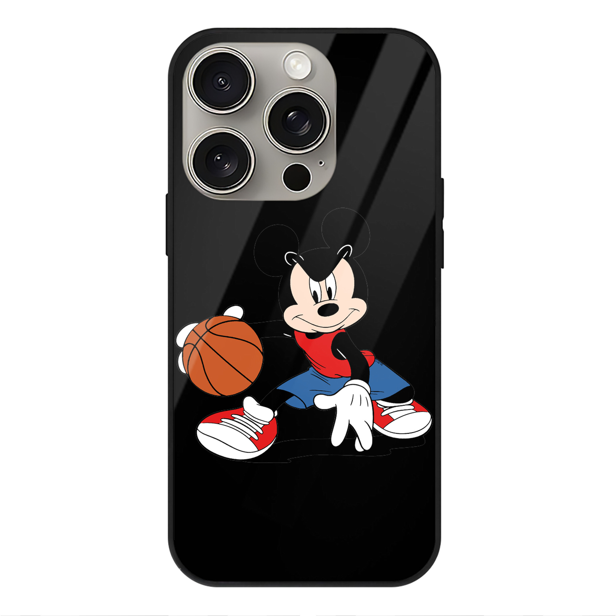（画像用） ミッキーマウス Mickey Mouse 【iPhone15Pro対応】スマホケース 耐衝撃＆黄変防止 背面ガラス