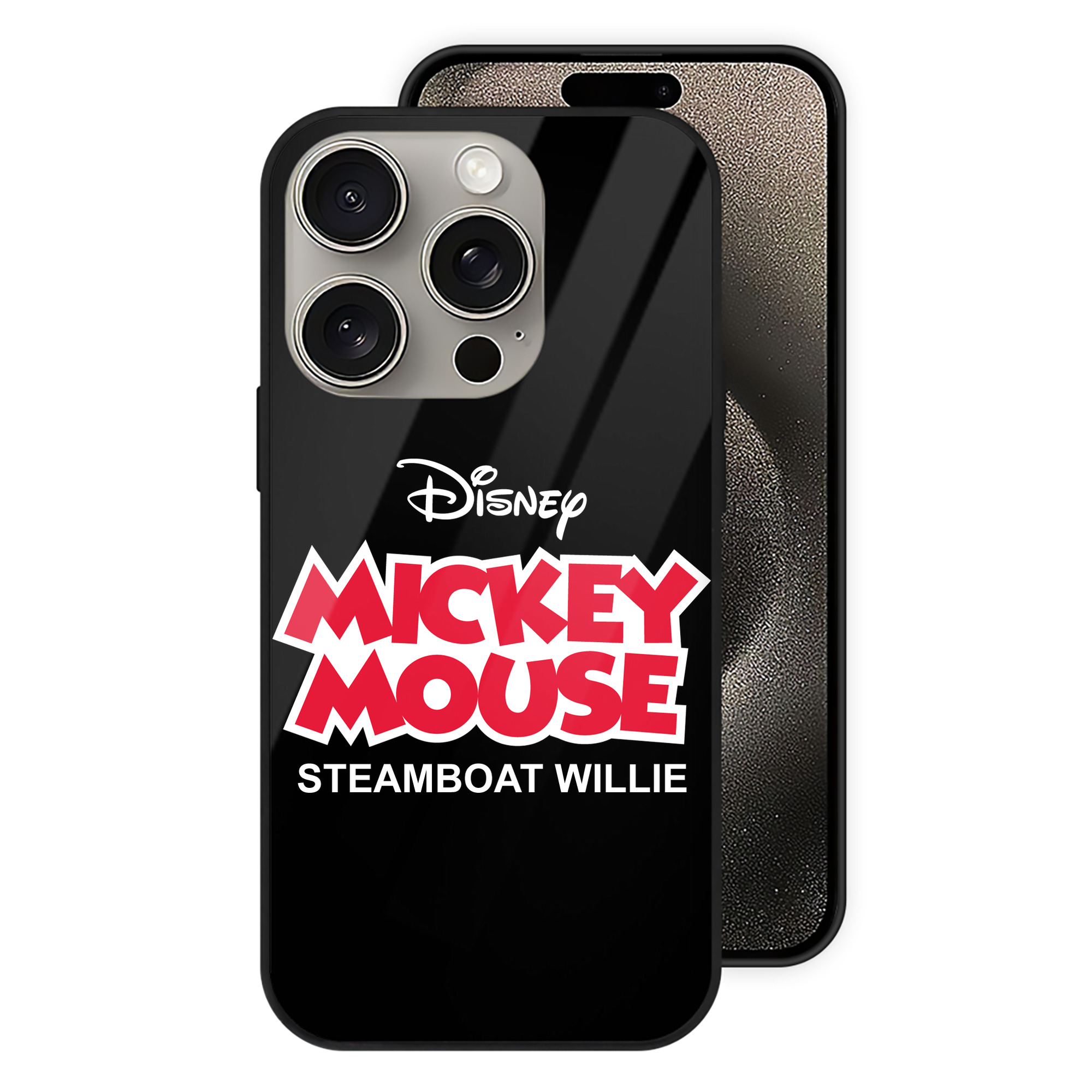 （画像用） ミッキーマウス Mickey Mouse 【iPhone15Pro対応】スマホケース 耐衝撃＆黄変防止 背面ガラス