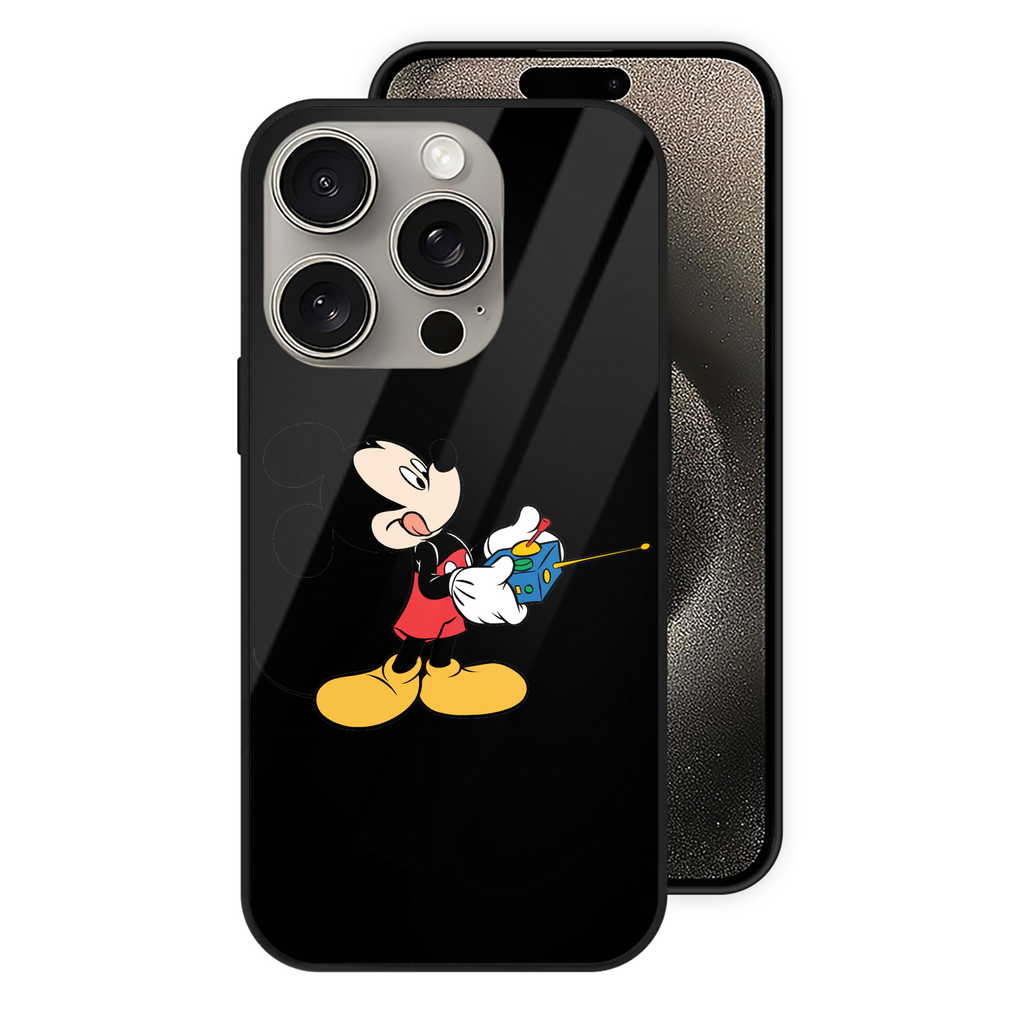 （画像用） ミッキーマウス Mickey Mouse 【iPhone15Pro対応】スマホケース 耐衝撃＆黄変防止 背面ガラス