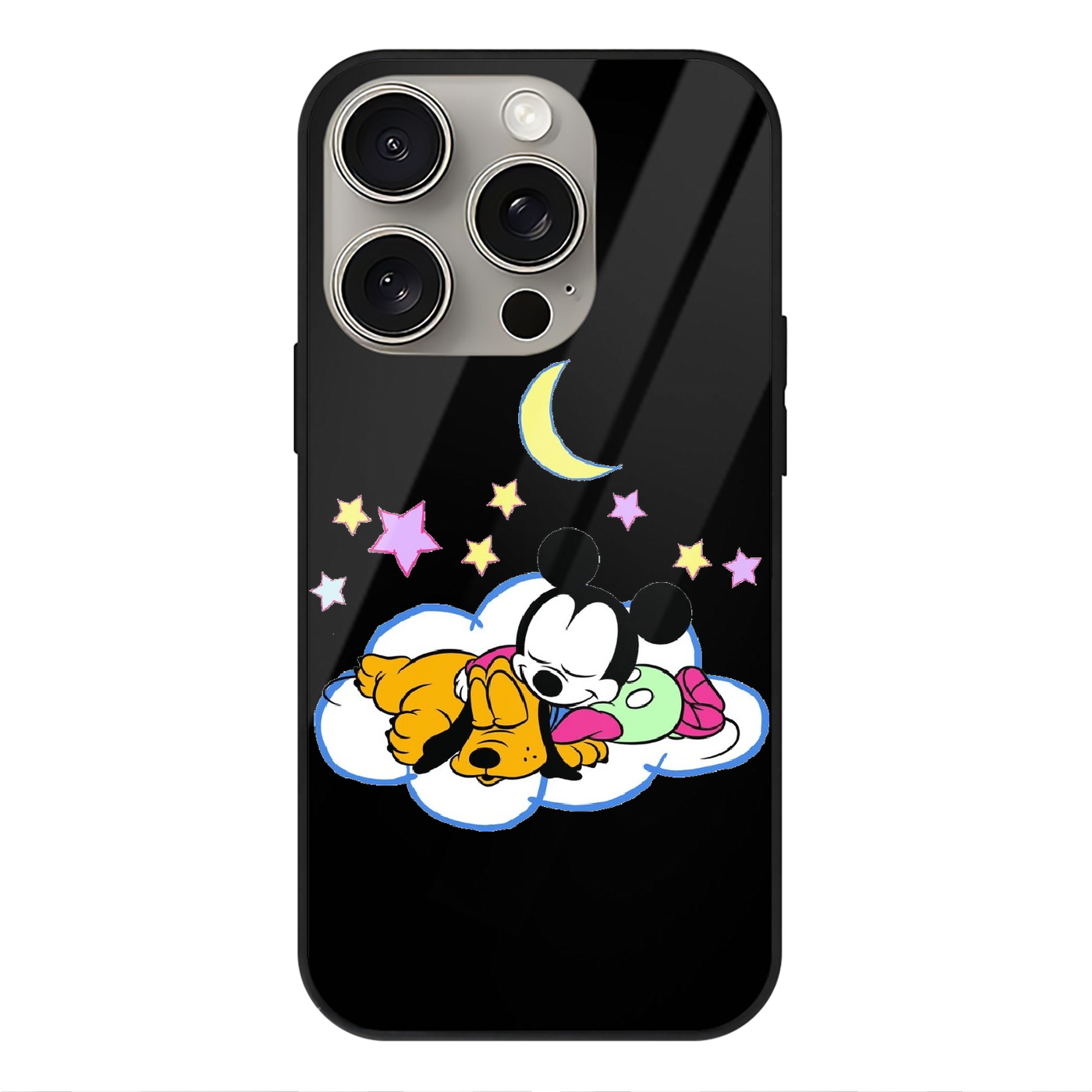 （画像用） ミッキーマウス Mickey Mouse 【iPhone15Pro対応】スマホケース 耐衝撃＆黄変防止 背面ガラス