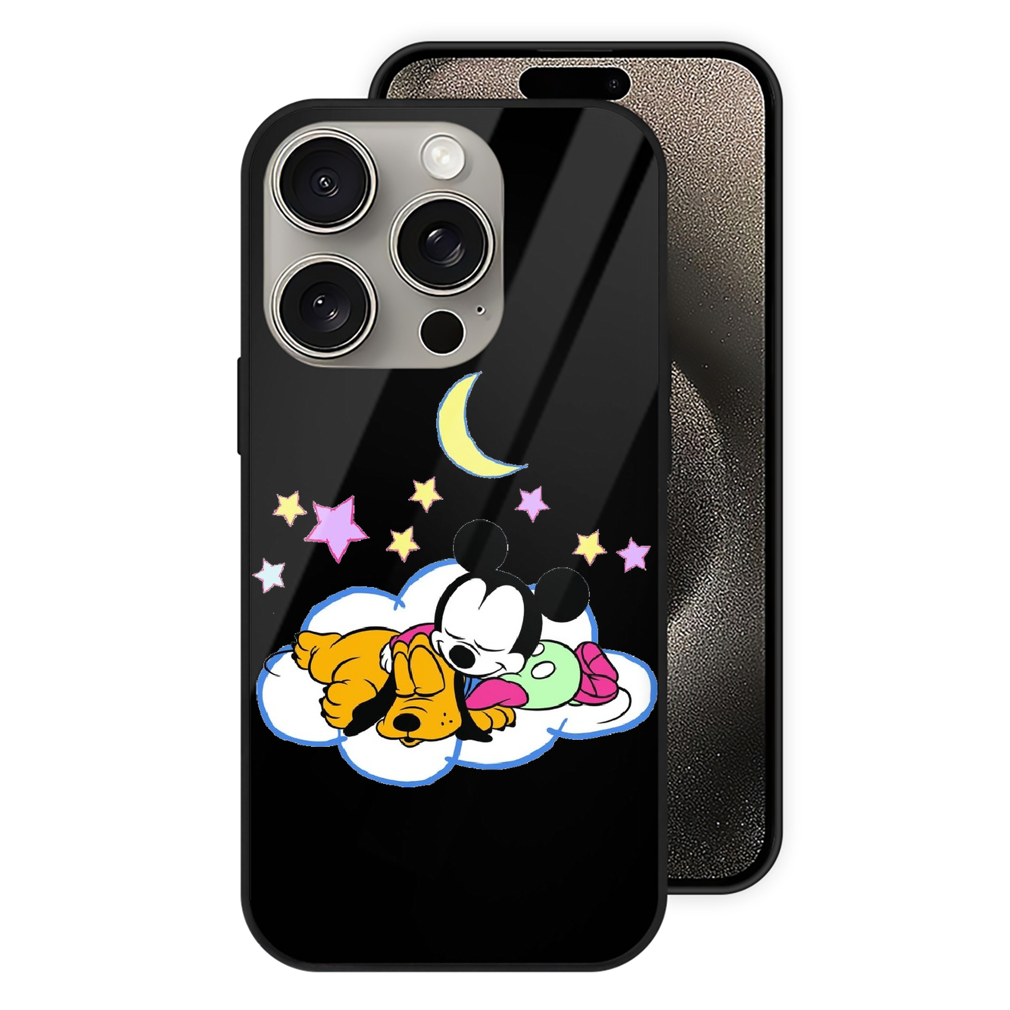 （画像用） ミッキーマウス Mickey Mouse 【iPhone15Pro対応】スマホケース 耐衝撃＆黄変防止 背面ガラス