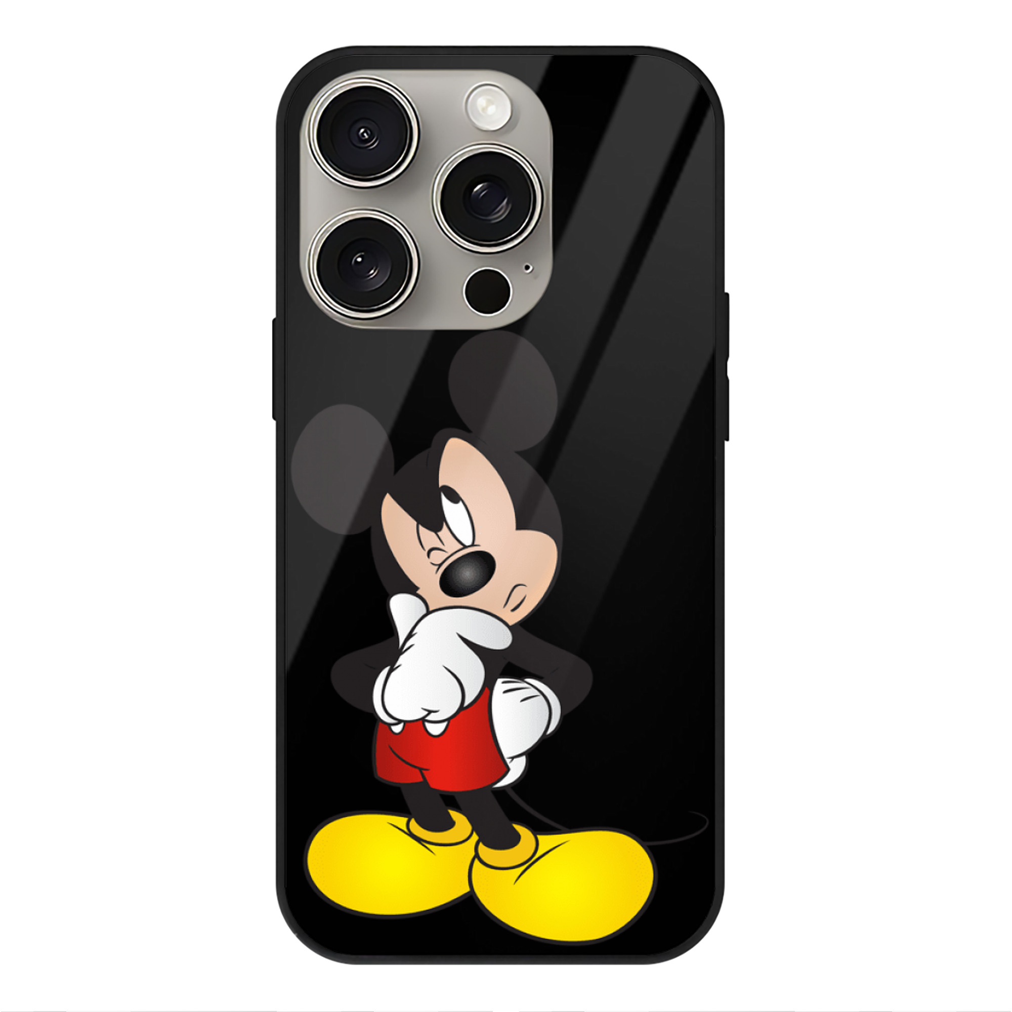 （画像用） ミッキーマウス Mickey Mouse 【iPhone15Pro対応】スマホケース 耐衝撃＆黄変防止 背面ガラス