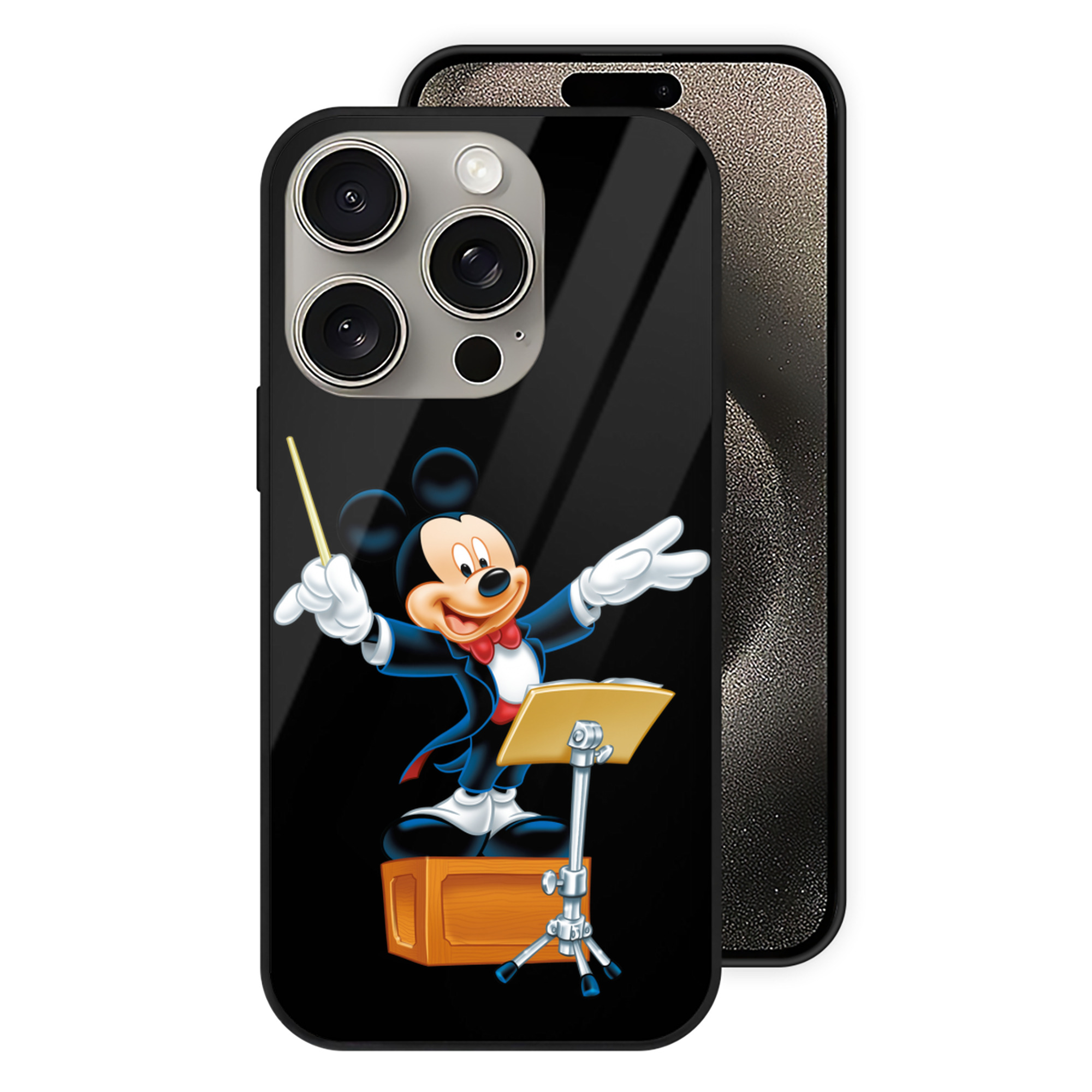 （画像用） ミッキーマウス Mickey Mouse 【iPhone15Pro対応】スマホケース 耐衝撃＆黄変防止 背面ガラス