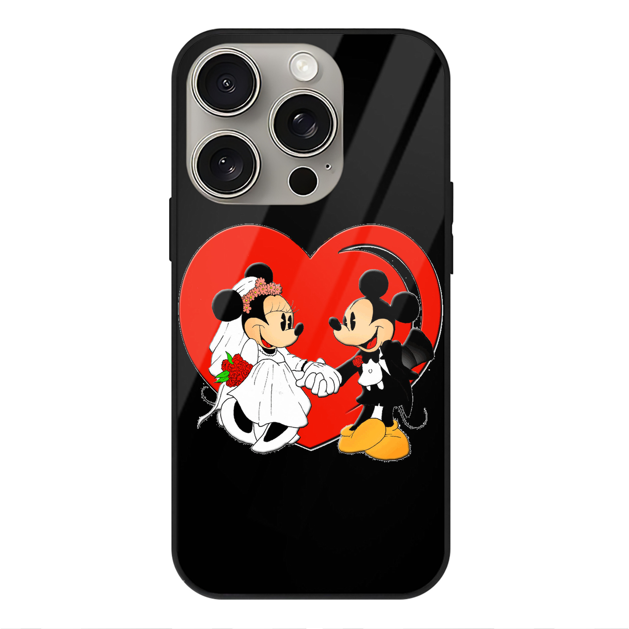 （画像用） ミッキーマウス Mickey Mouse 【iPhone15Pro対応】スマホケース 耐衝撃＆黄変防止 背面ガラス