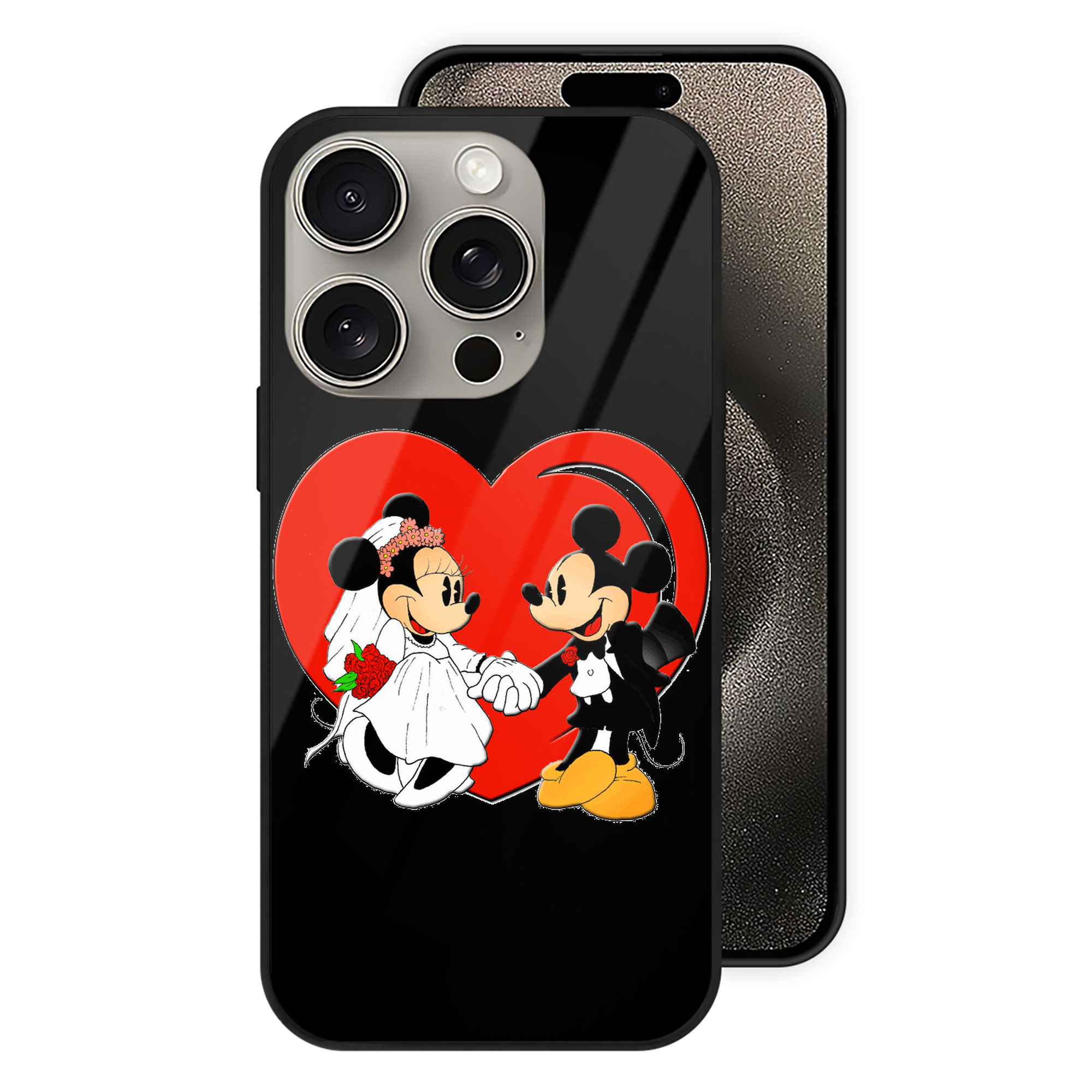 （画像用） ミッキーマウス Mickey Mouse 【iPhone15Pro対応】スマホケース 耐衝撃＆黄変防止 背面ガラス