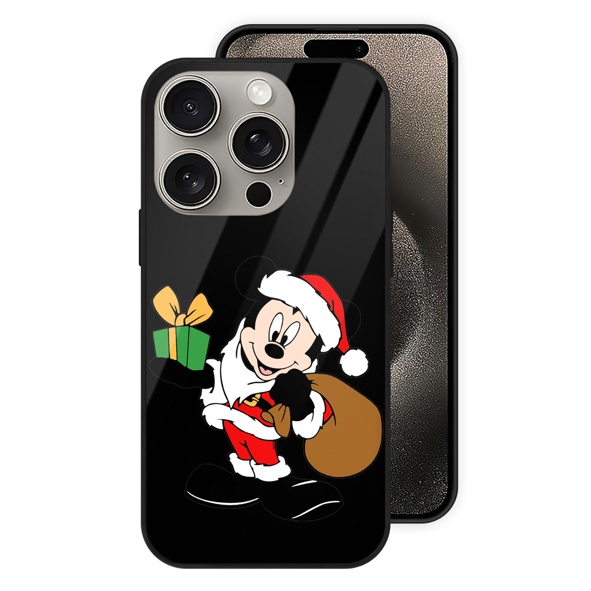 （画像用） ミッキーマウス Mickey Mouse 【iPhone15Pro対応】スマホケース 耐衝撃＆黄変防止 背面ガラス