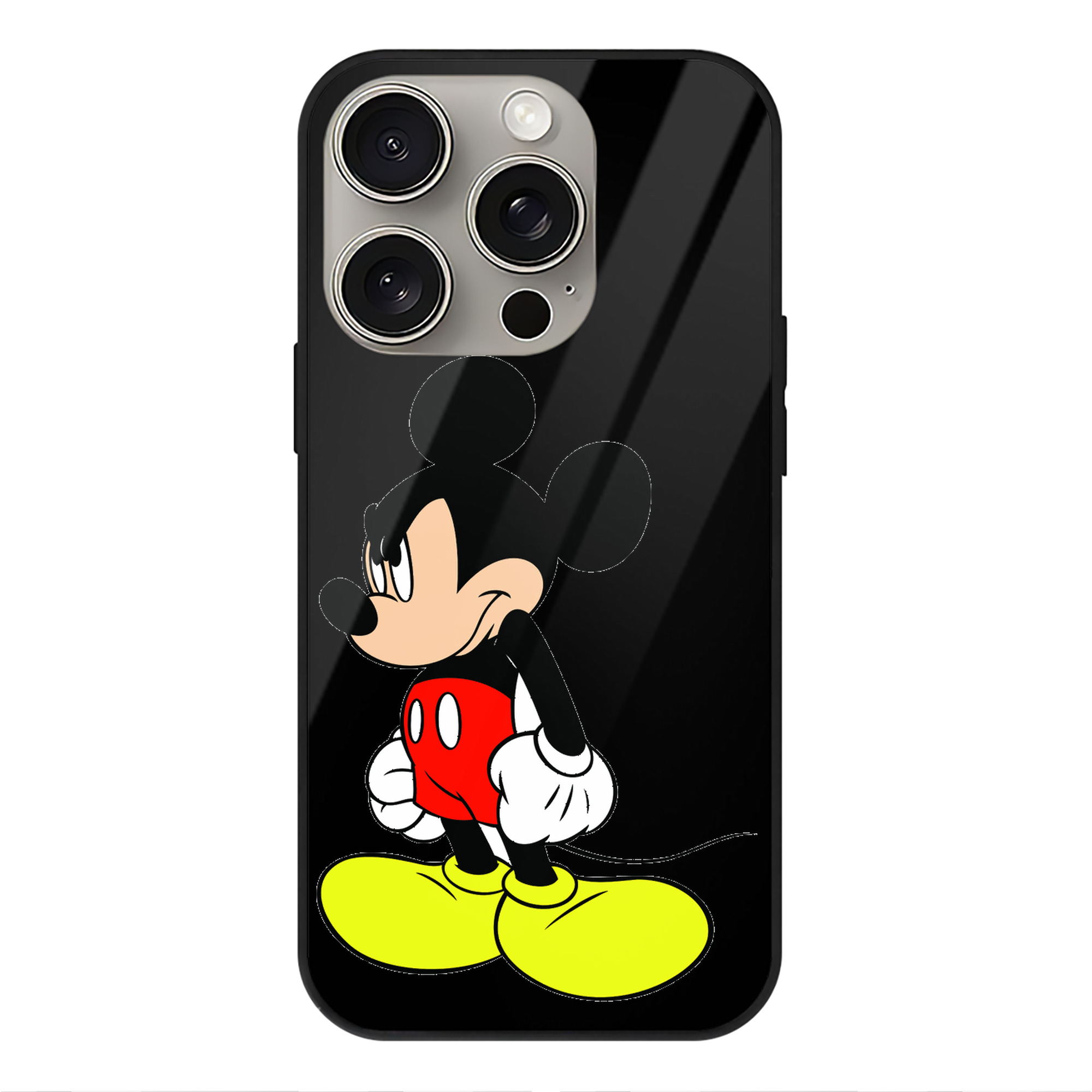 （画像用） ミッキーマウス Mickey Mouse 【iPhone15Pro対応】スマホケース 耐衝撃＆黄変防止 背面ガラス
