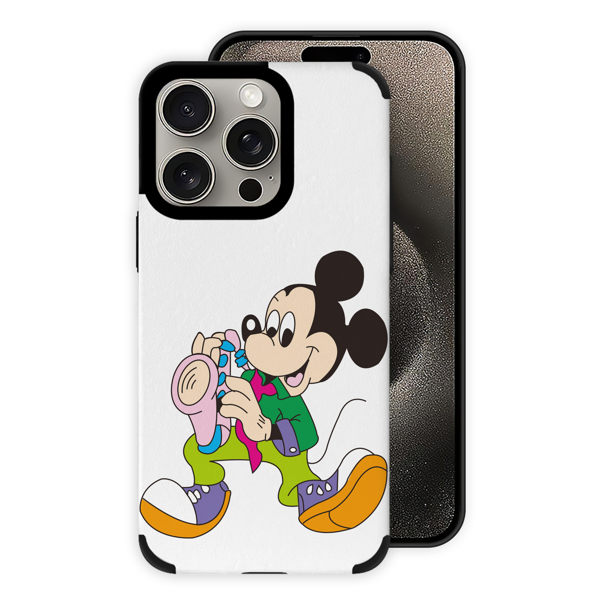 （画像用） ミッキーマウス Mickey Mouse 【iPhone15ProMax対応】 PUレザー スマホケース 耐衝撃＆黄変防止