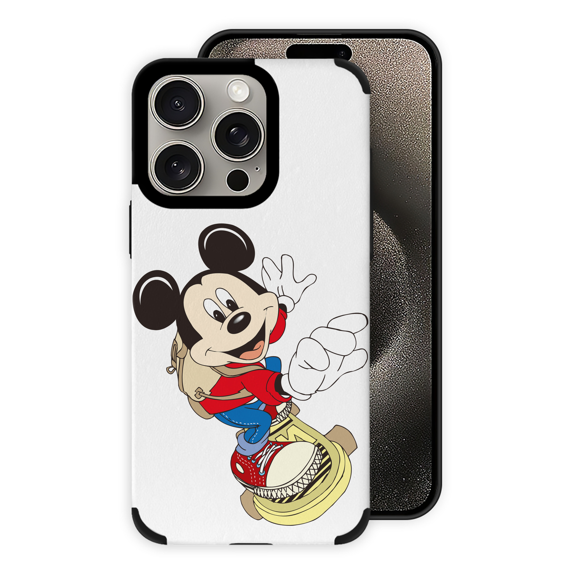 （画像用） ミッキーマウス Mickey Mouse 【iPhone15ProMax対応】 PUレザー スマホケース 耐衝撃＆黄変防止