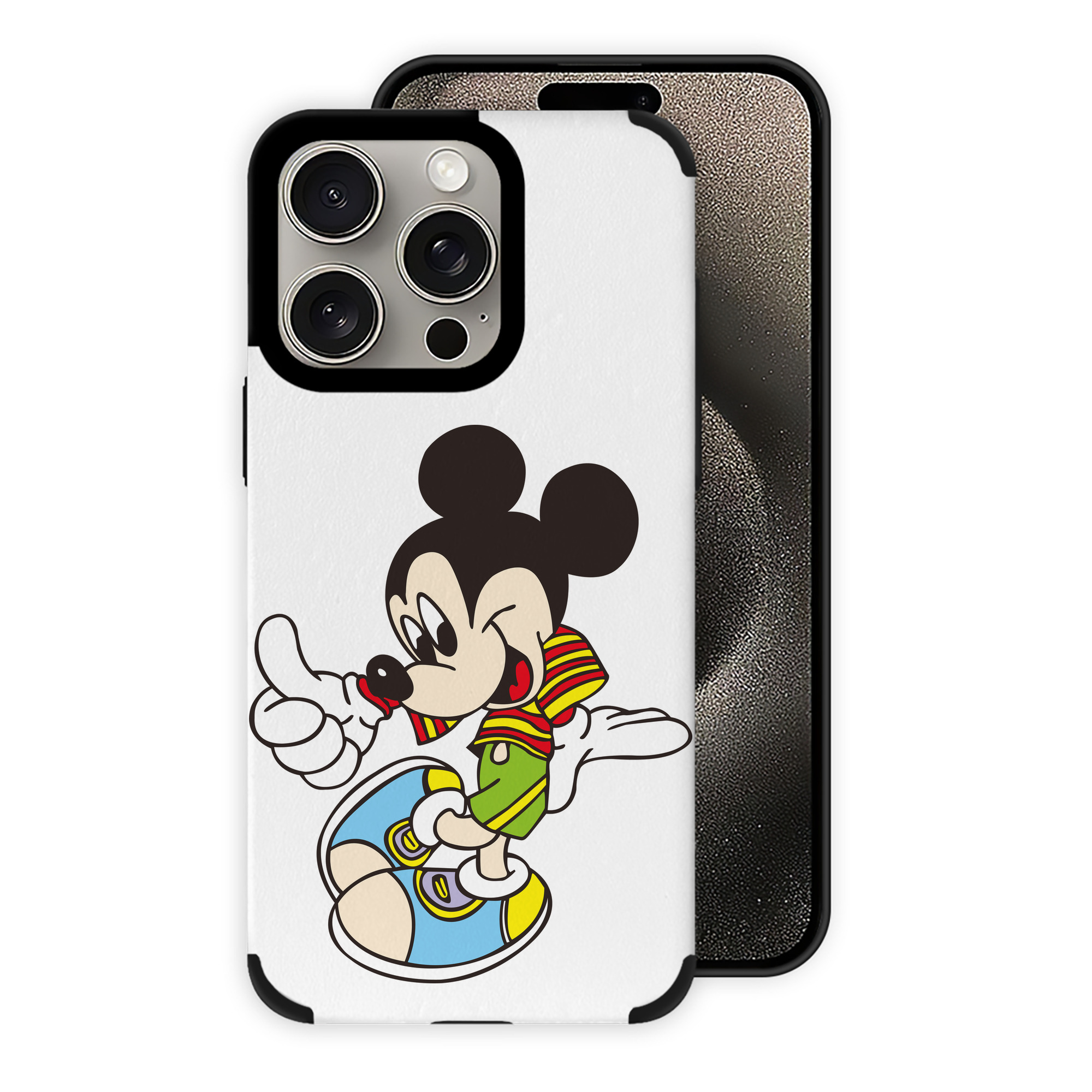 （画像用） ミッキーマウス Mickey Mouse 【iPhone15ProMax対応】 PUレザー スマホケース 耐衝撃＆黄変防止