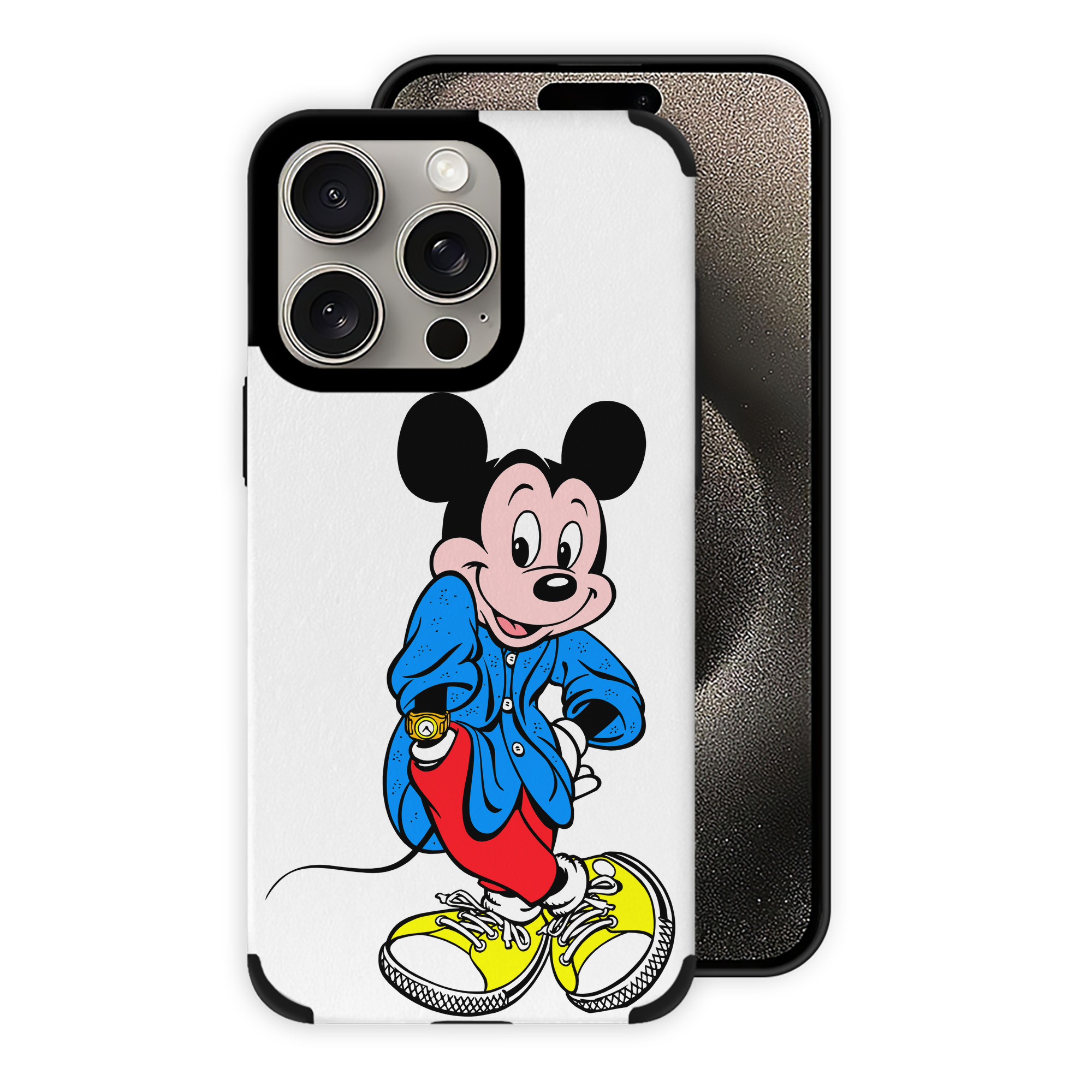（画像用） ミッキーマウス Mickey Mouse 【iPhone15ProMax対応】 PUレザー スマホケース 耐衝撃＆黄変防止