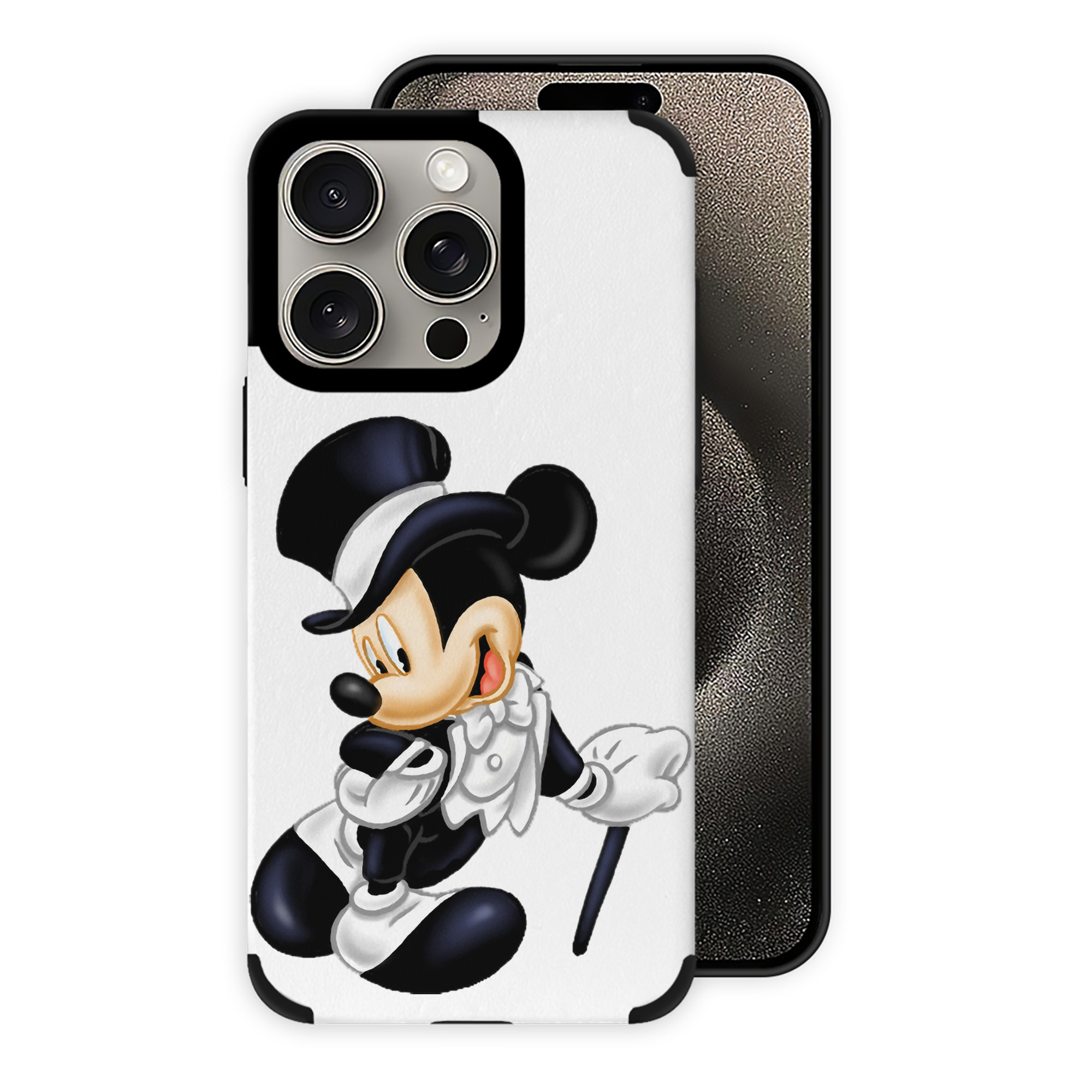 （画像用） ミッキーマウス Mickey Mouse 【iPhone15ProMax対応】 PUレザー スマホケース 耐衝撃＆黄変防止