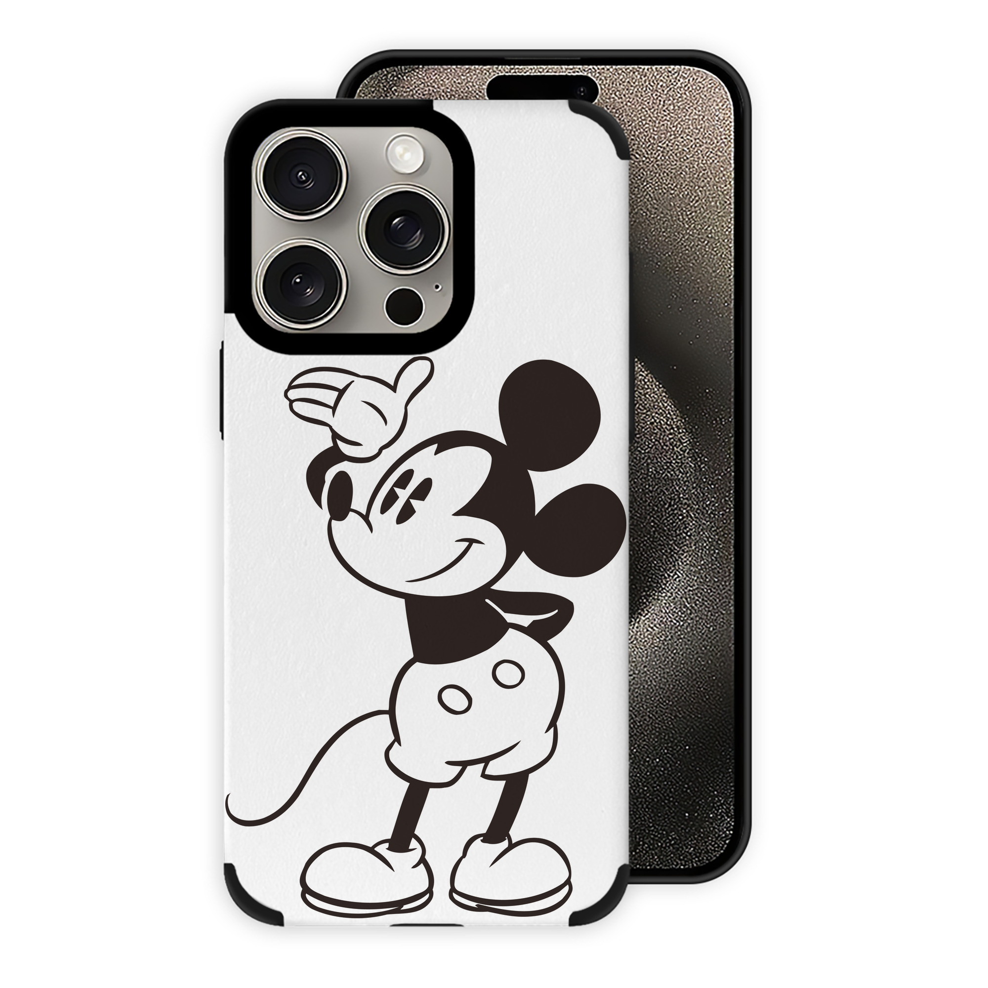 （画像用） ミッキーマウス Mickey Mouse 【iPhone15ProMax対応】 PUレザー スマホケース 耐衝撃＆黄変防止