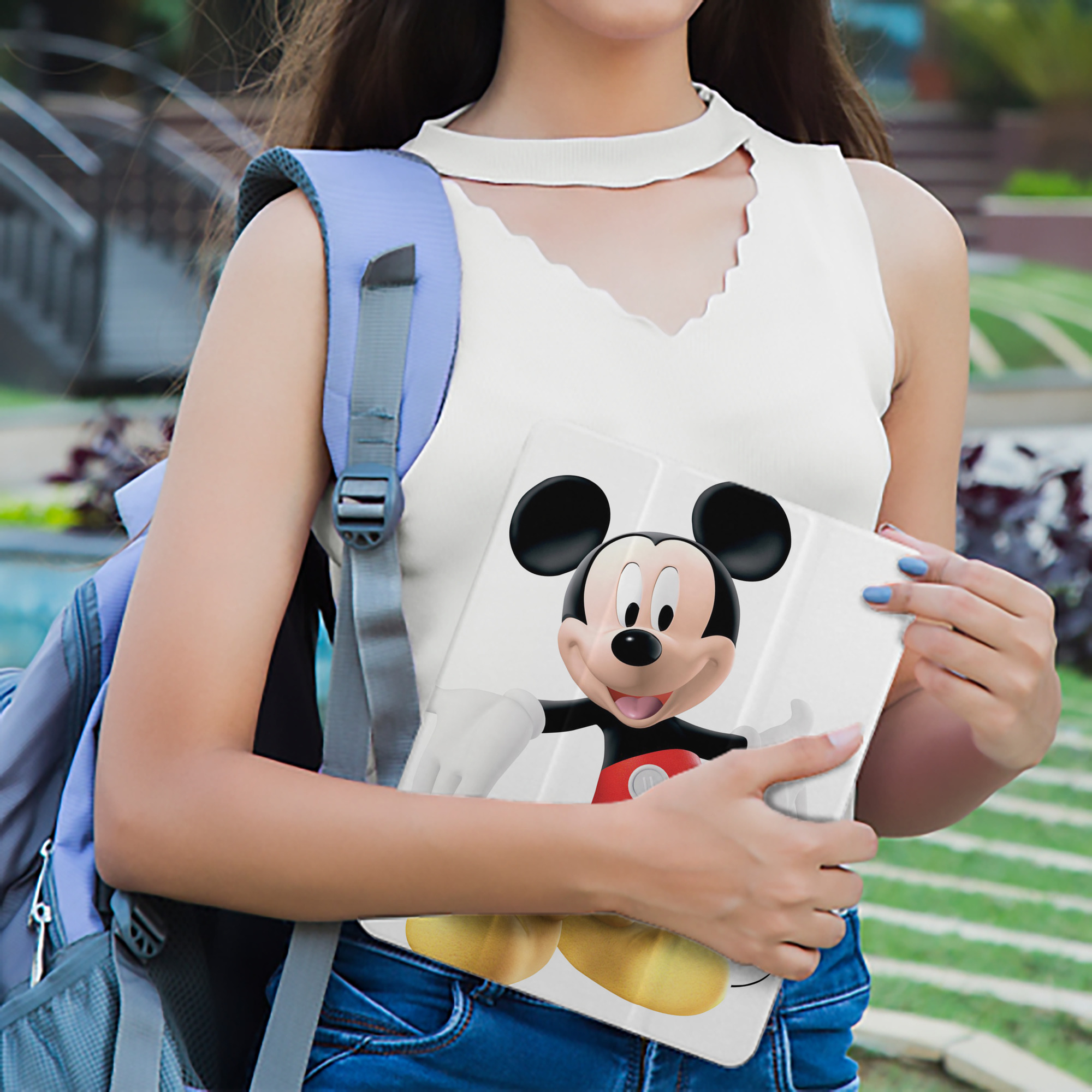 ミッキーマウス Mickey Mouse IPad ケース ペン収納付き 三つ折りスタンド PUレザー×シリコン 対応機種9.5/10.5/10.9インチ