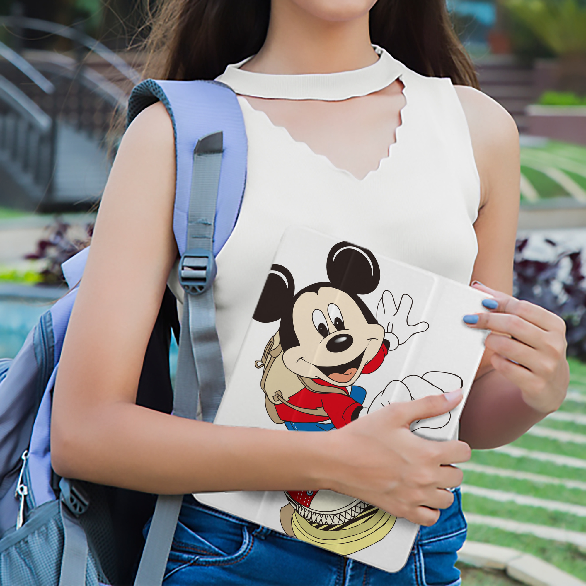 ミッキーマウス Mickey Mouse IPad ケース ペン収納付き 三つ折りスタンド PUレザー×シリコン 対応機種9.5/10.5/10.9インチ