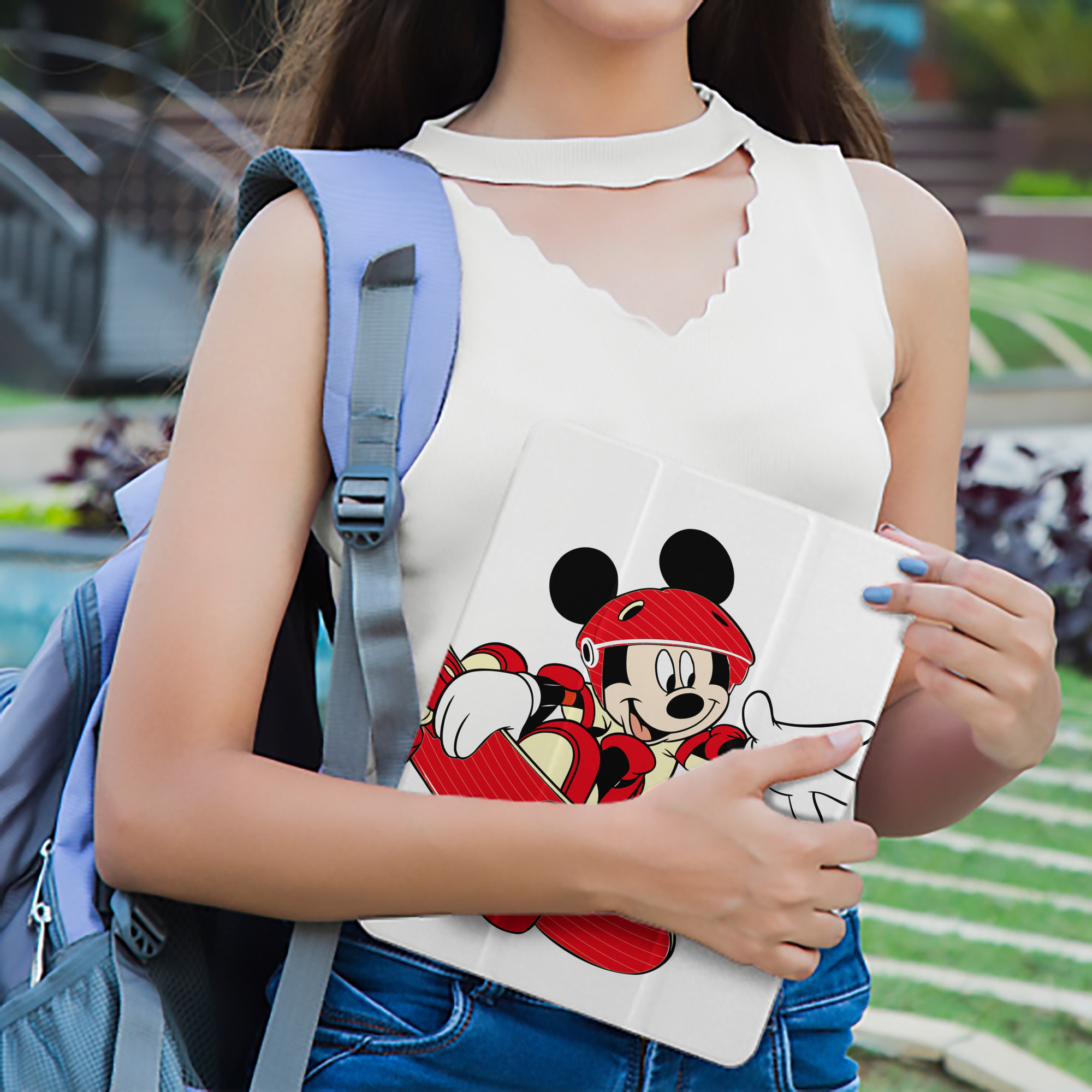 ミッキーマウス Mickey Mouse IPad ケース ペン収納付き 三つ折りスタンド PUレザー×シリコン 対応機種9.5/10.5/10.9インチ