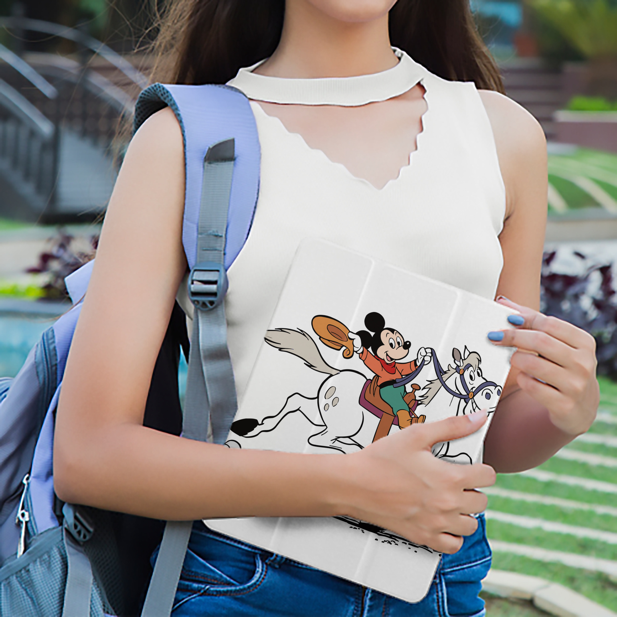ミッキーマウス Mickey Mouse IPad ケース ペン収納付き 三つ折りスタンド PUレザー×シリコン 対応機種9.5/10.5/10.9インチ