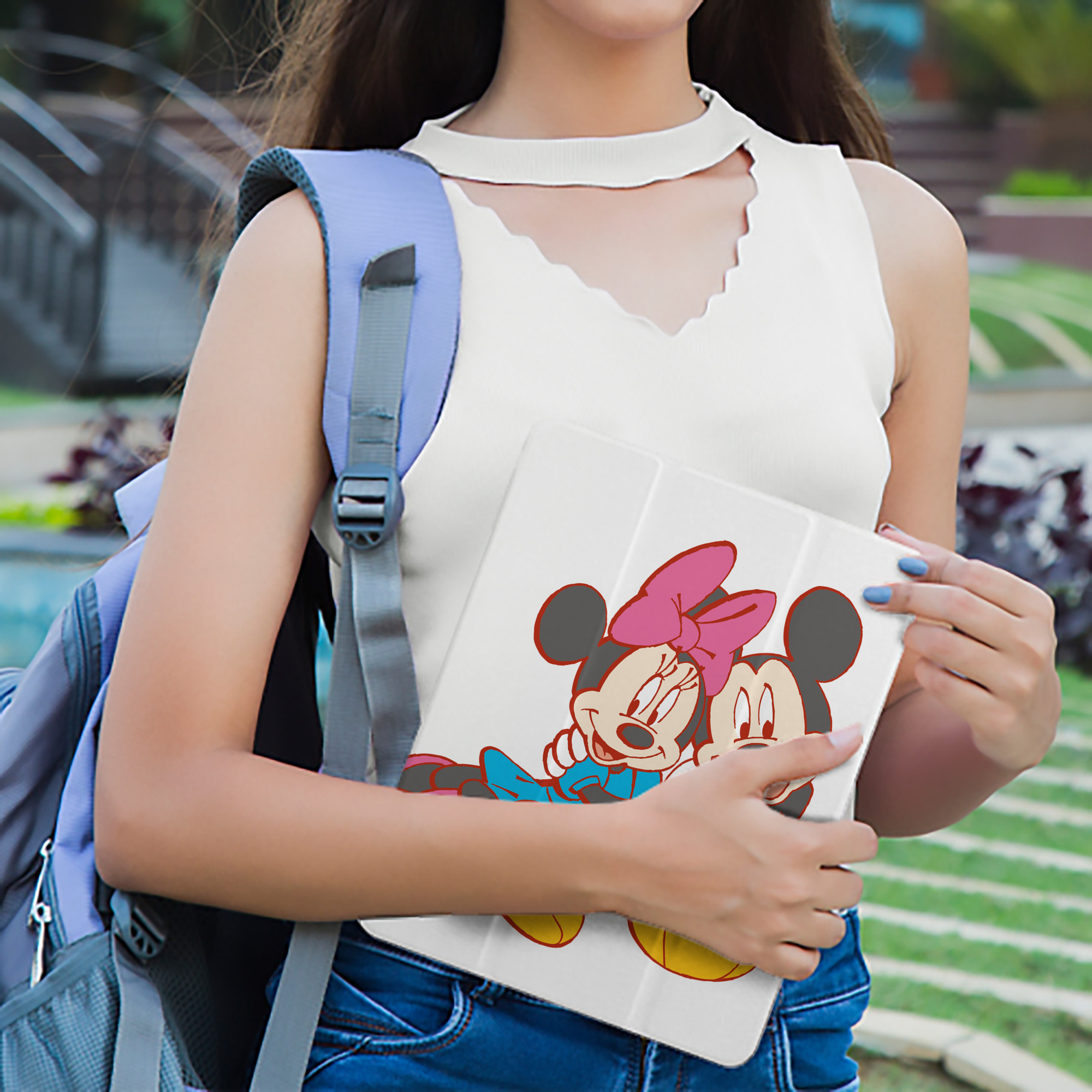 ミッキーマウス Mickey Mouse IPad ケース ペン収納付き 三つ折りスタンド PUレザー×シリコン 対応機種9.5/10.5/10.9インチ