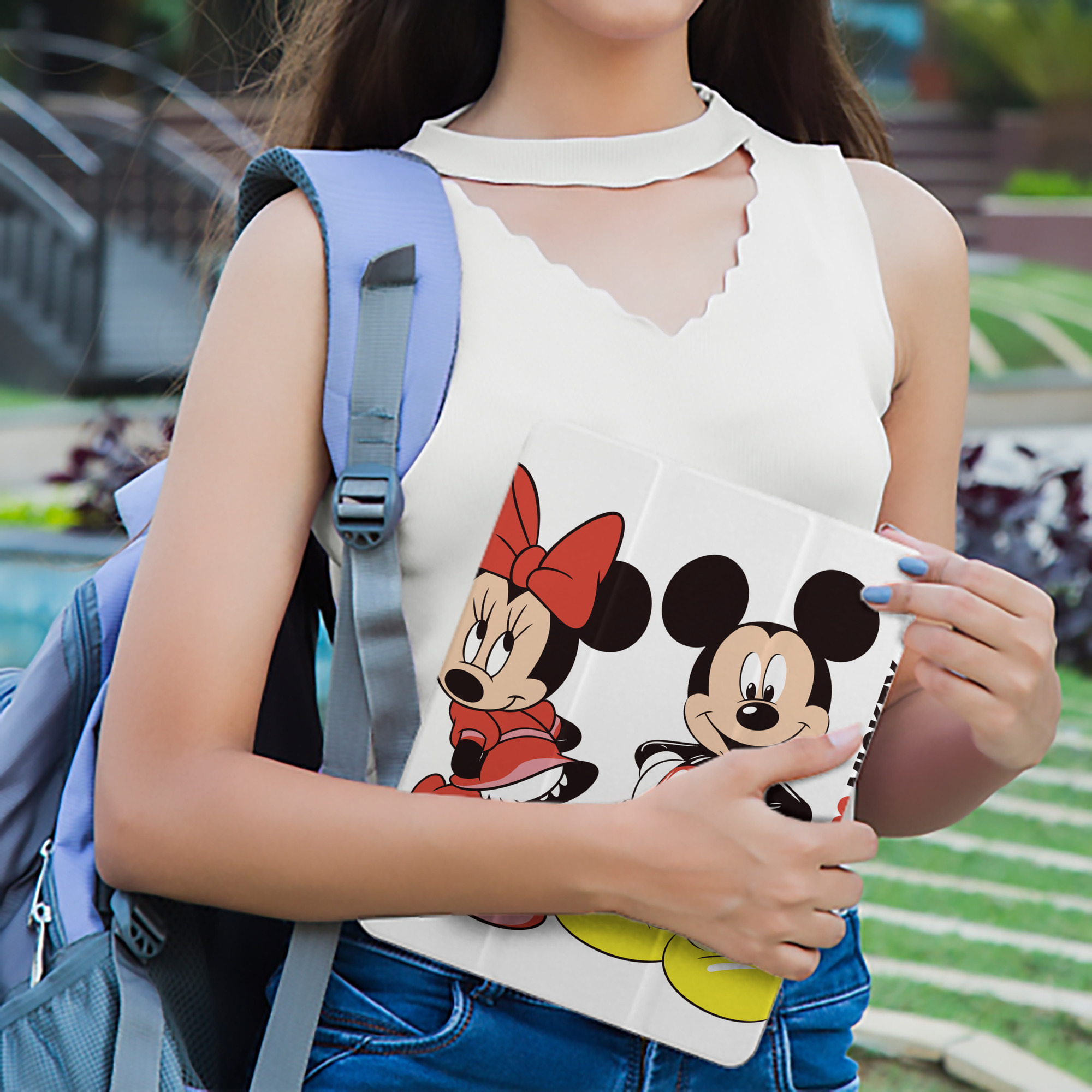 ミッキーマウス Mickey Mouse IPad ケース ペン収納付き 三つ折りスタンド PUレザー×シリコン 対応機種9.5/10.5/10.9インチ